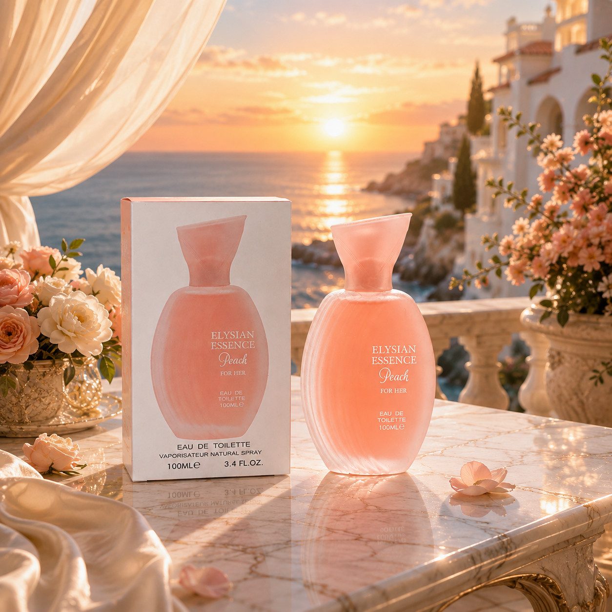 Fine Perfumery London Eau de Toilette Elysian Essence Peach For Her Damenduft Süß Gourmand Feminin 100ml, Hergestellt in UK, Damendüfte