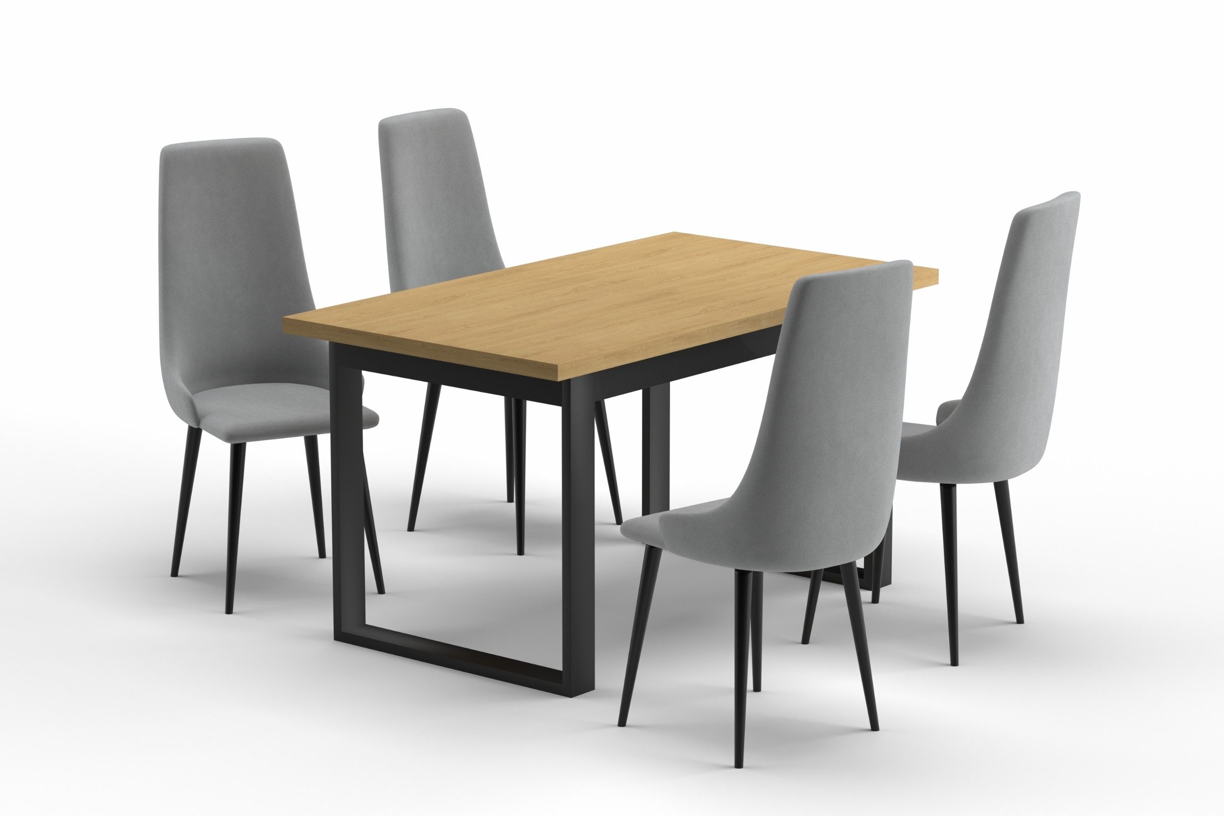 Deine Möbel 24 Essgruppe HARMONY Esstisch mit 4 Stühlen / mit 6 Stühlen, (Esszimmer-Set im Loft-Design perfekt für modernes Wohnen, 5-tlg., 140/80 cm 170/90 cm mit 4 oder 6 Stühlen), Ausziehbarer Tisch & bequeme Stühle mit Veloursbezug