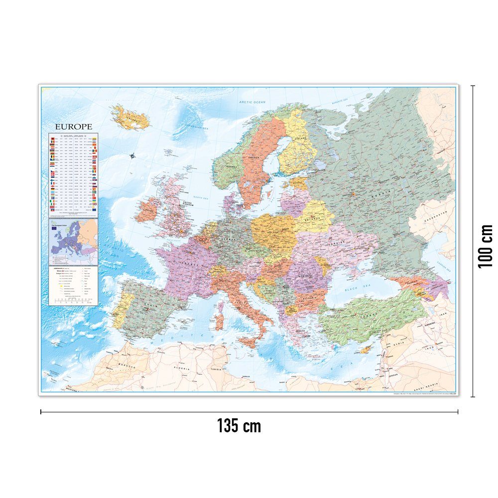 Close Up Poster Europakarte XXL Poster Flaggen Englisch 135 x 100 cm 135 x