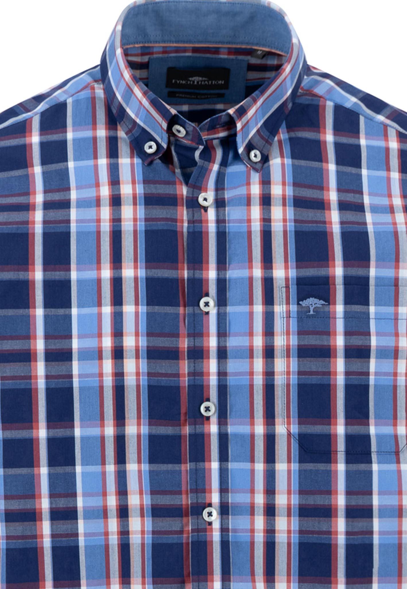 FYNCH-HATTON Langarmhemd kariert, mit Button-Down-Kragen