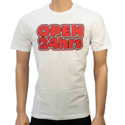 Dsquared2 T-Shirt »Open 24hrs« Weiß mit Frontprint