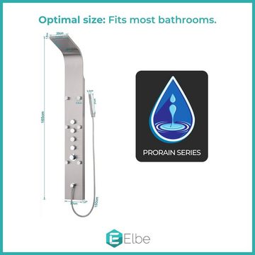 Elbe Duschsäule Königstein RNP-R01, Höhe 165 cm, 4 Strahlart(en), ‎Edelstahl 304, 6 Massagedüsen, 4 Funktionen