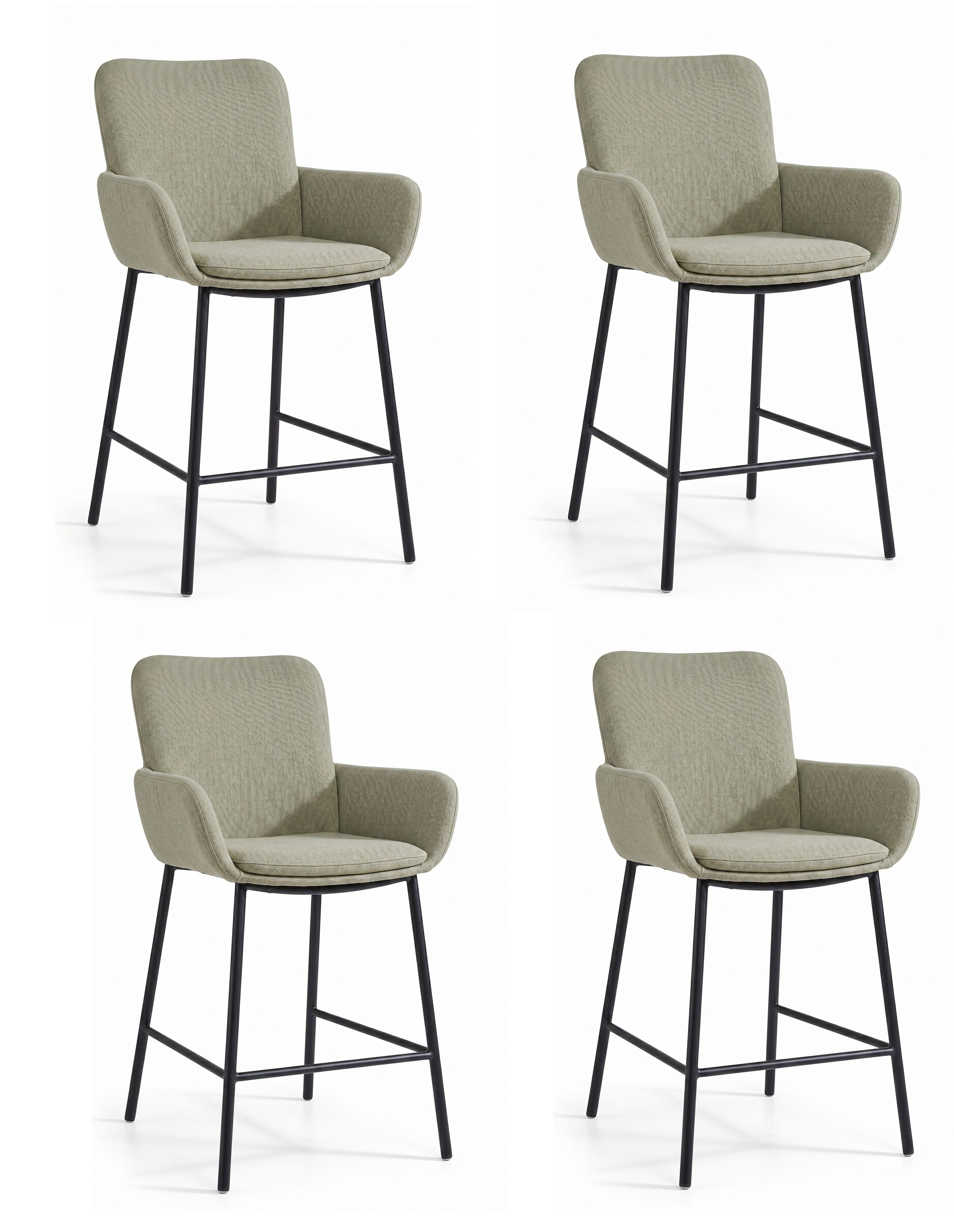 Xlmoebel Bargruppe Bequem Barstühle 4er Set Armlehne Luxus Beige Modern, (4-tlg., 4er-Set)