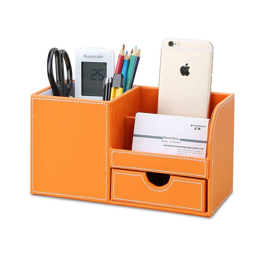 GelldG Organizer Büro Schreibtisch Organizer Ordnungssystem 4 Speicherabteil orange