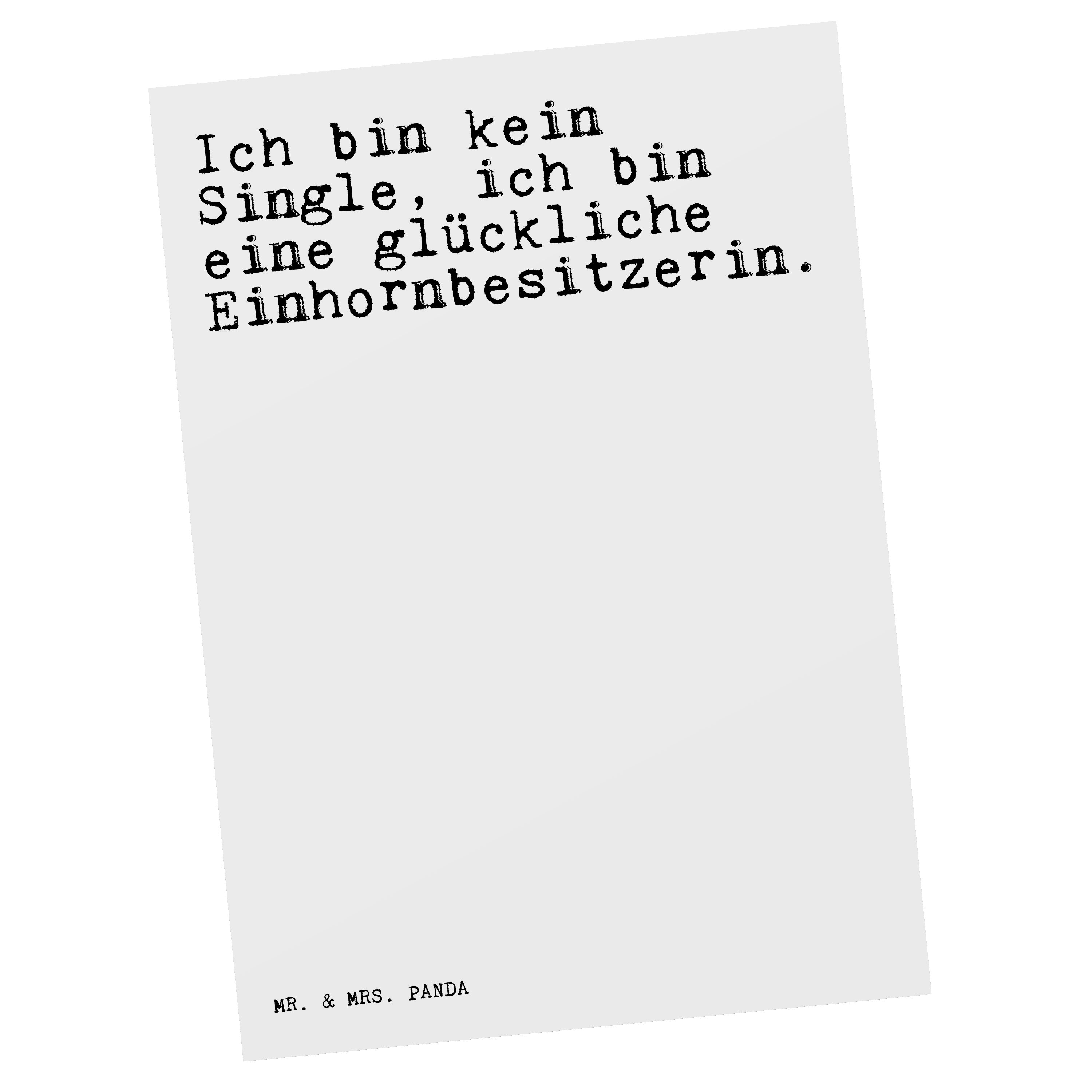 Mr. & Mrs. Panda Postkarte »Ich bin kein Single,... Weiß Geschenk