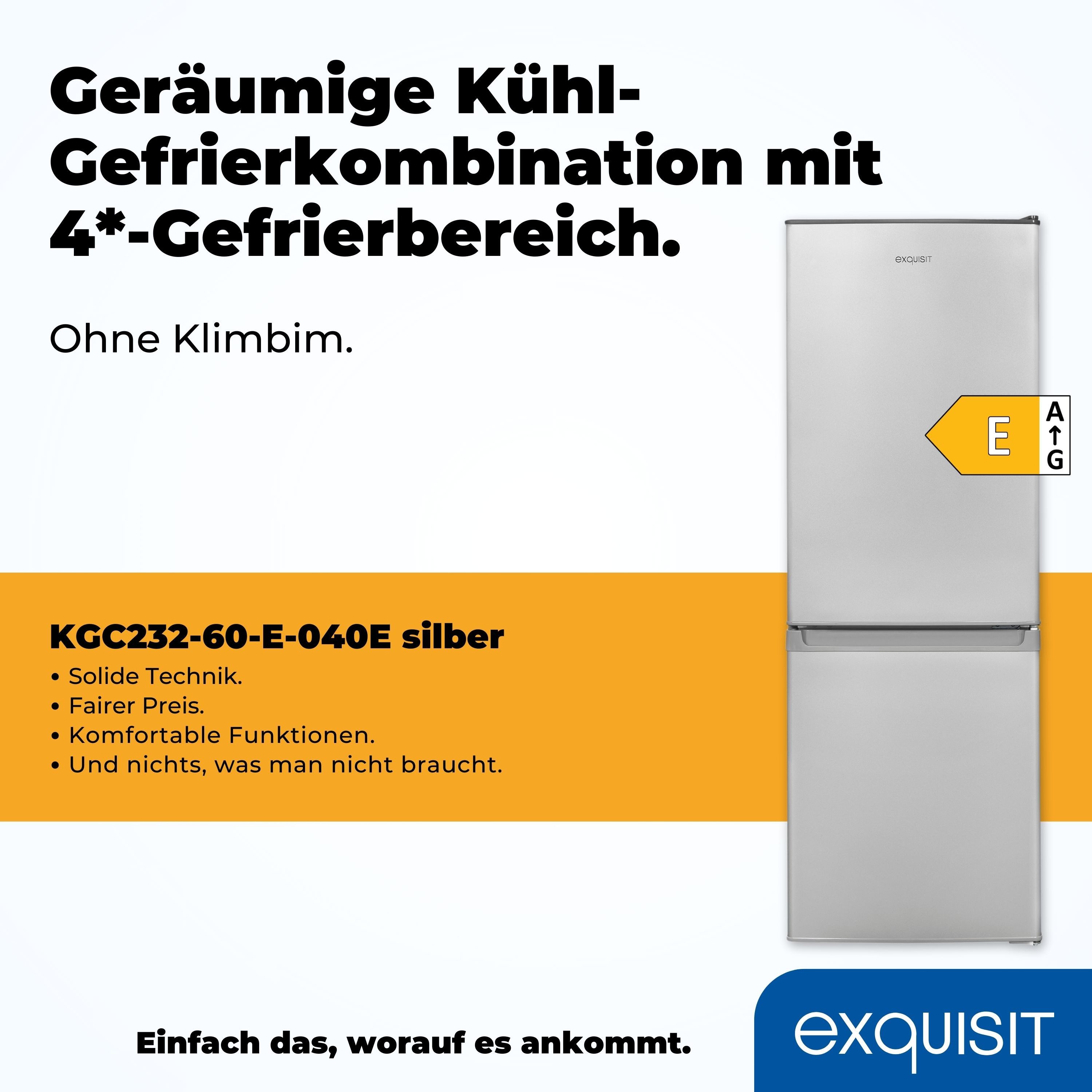 exquisit Kühl-/Gefrierkombination KGC232-60E-040E, 142,2 cm hoch, 50 cm breit, 173 L Volumen, 4 Sterne Gefrieren – Bild 4 von 5