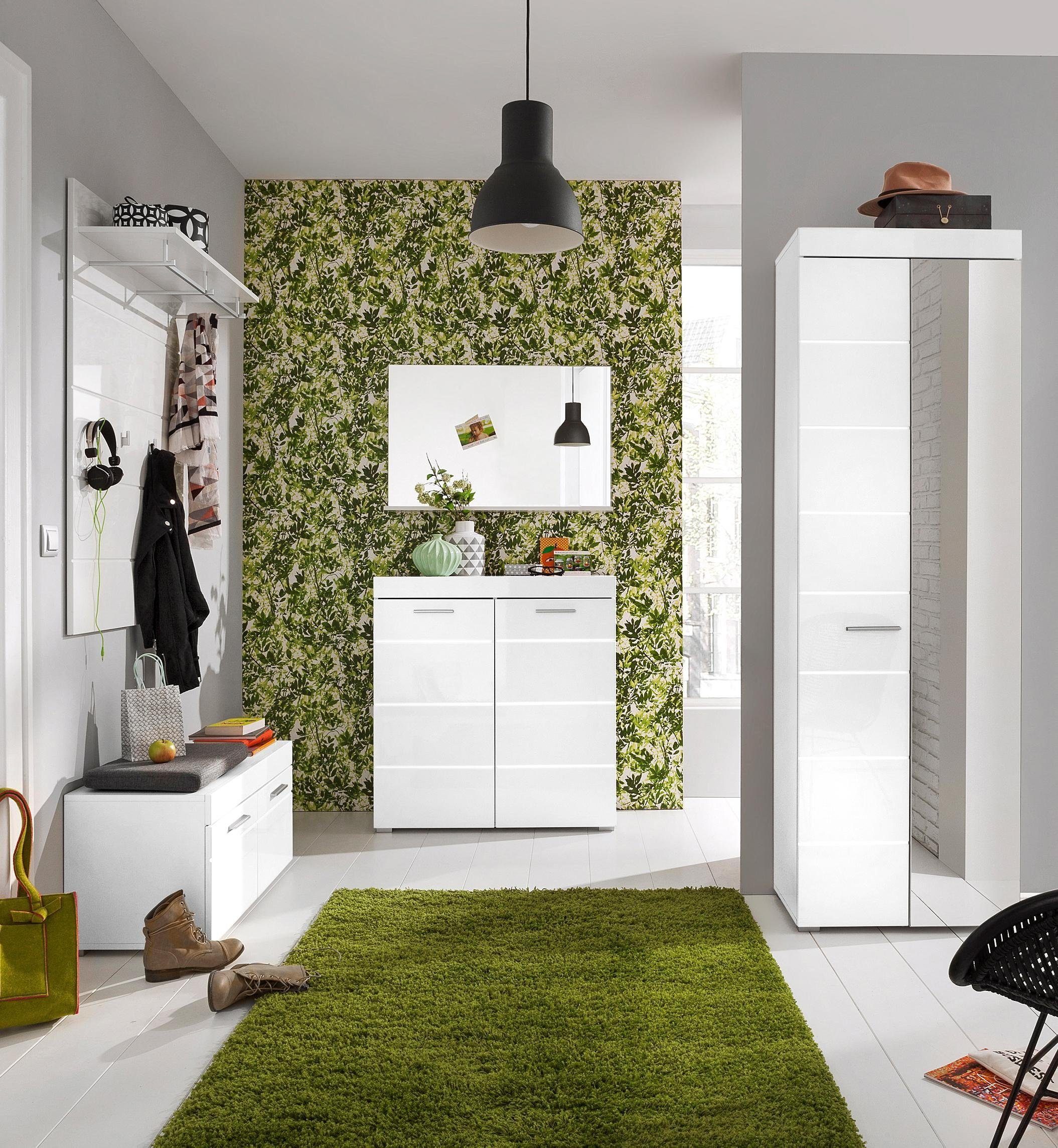 trendteam Garderobenpaneel Amanda (Wandgarderobe mit Kleiderstange und Ablage, 60 x 195 cm), Hochglanz