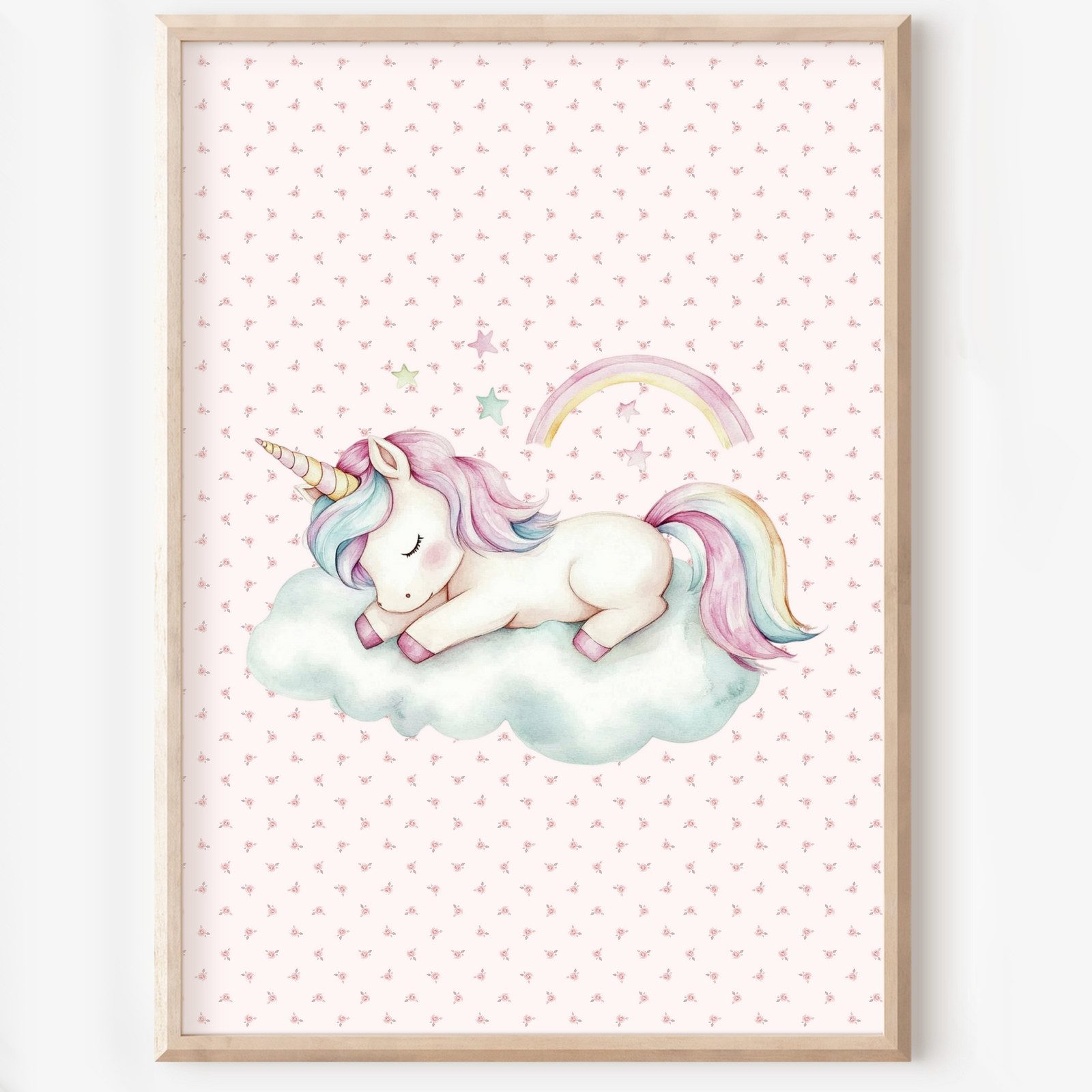 homestyle-accessoires Mehrteilige Bilder Kinderzimmer Bilderwand 8erSet Bilderset Babyzimmer EINHORN, Hochformat, Künstlerpapier, ohne Rahmen