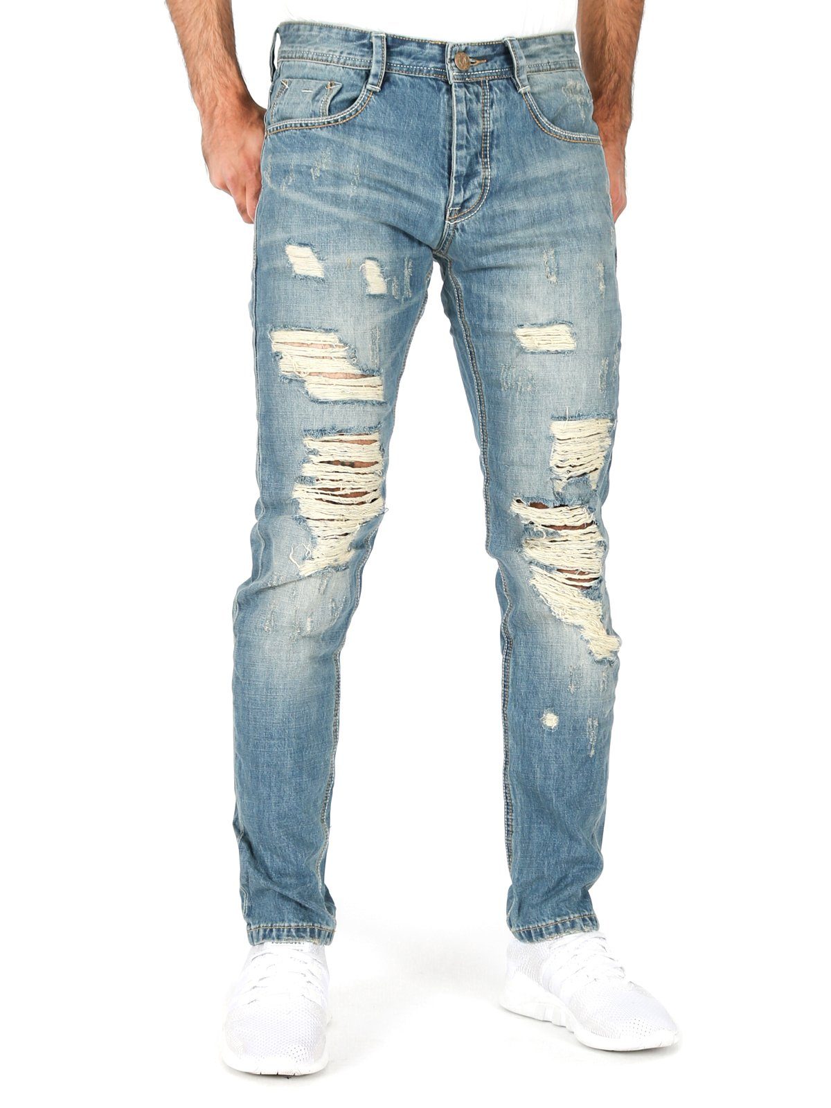 Y.TWO Slim-fit-Jeans Destroyed Hell Blau - J2708 - W30 L30