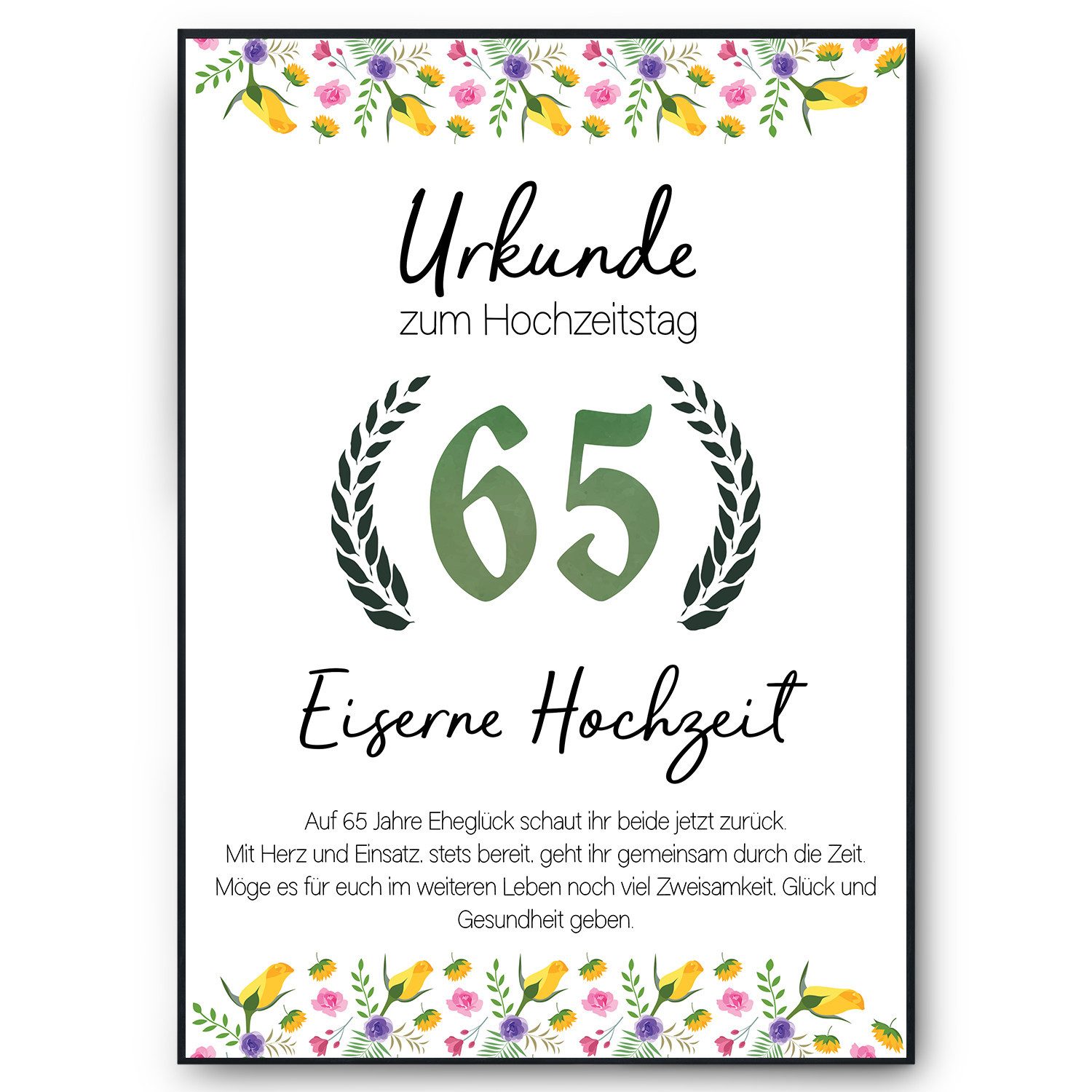 Tigerlino Poster 65. Hochzeitstag Geschenk Eiserne günstig online kaufen