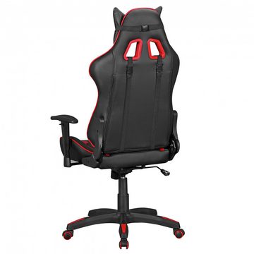 Lomadox Bürostuhl, Gaming Stuhl Kunstleder in schwarz mit rot, B/H/T ca. 100/140/70cm