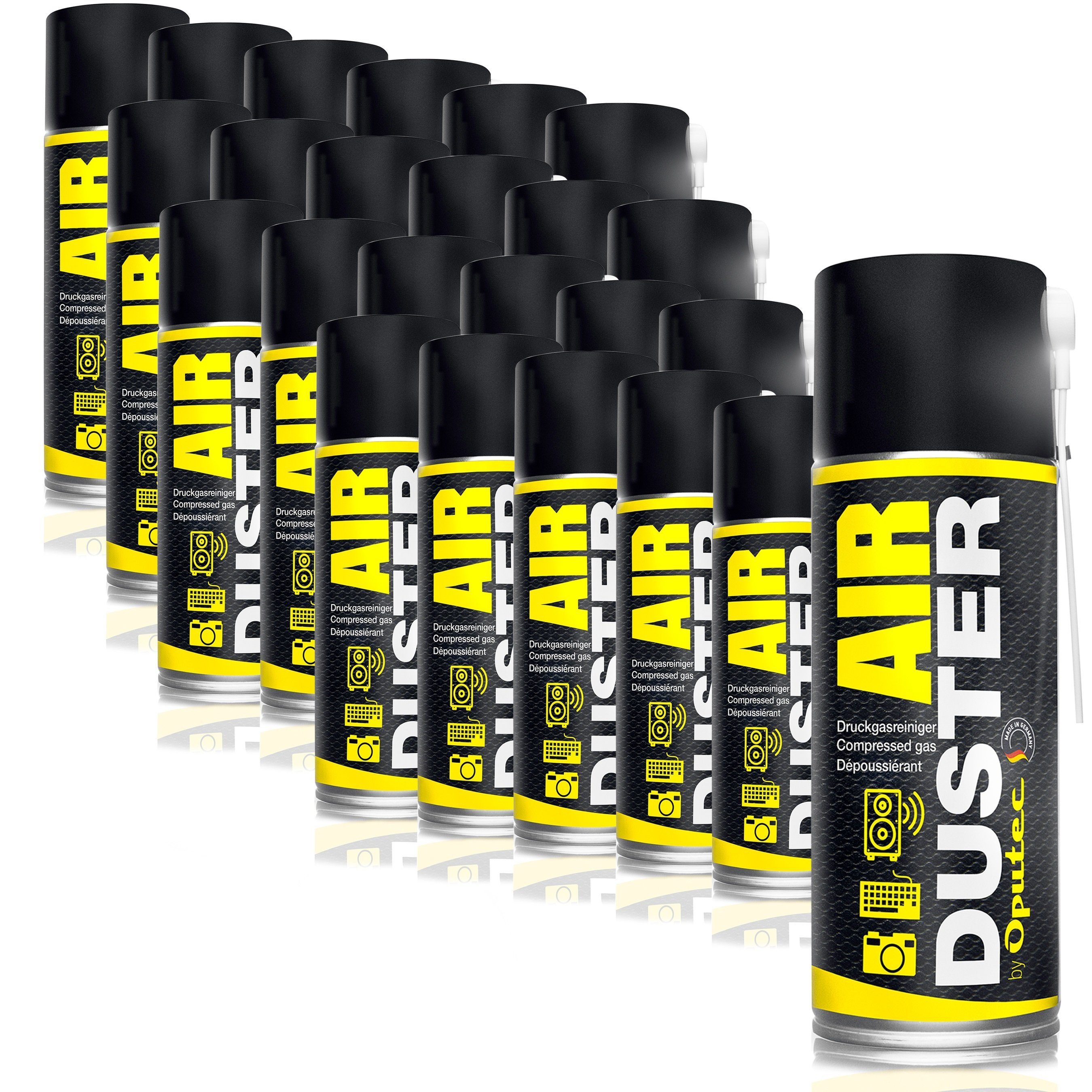 Oputec 24x400ml Druckluftspray Air Duster Druckgasreiniger Tastatur Reiniger Druckluftreiniger (Spar-Set)