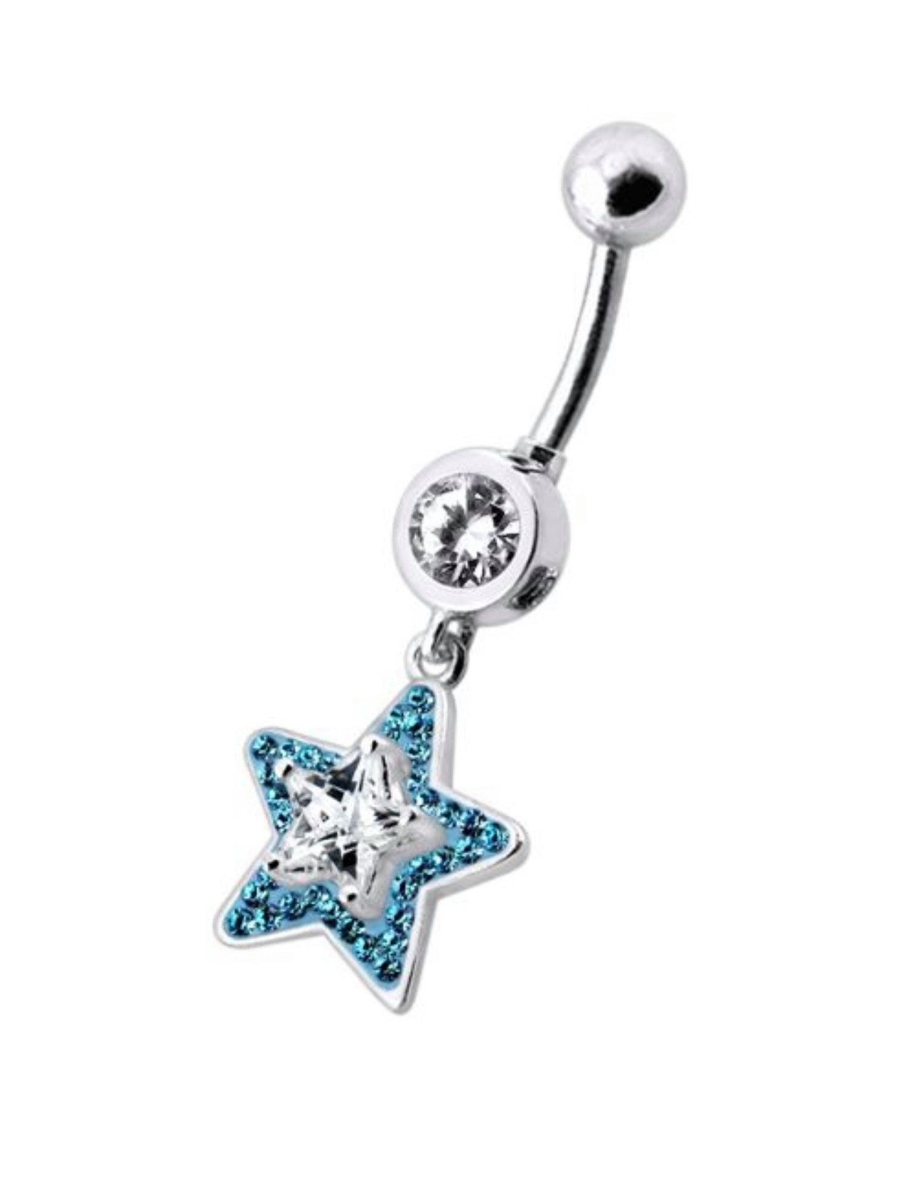 Karisma Schmuck Bauchnabelpiercing Silber 925 Anhänger Nabel Stecker Stern /Zirkonia