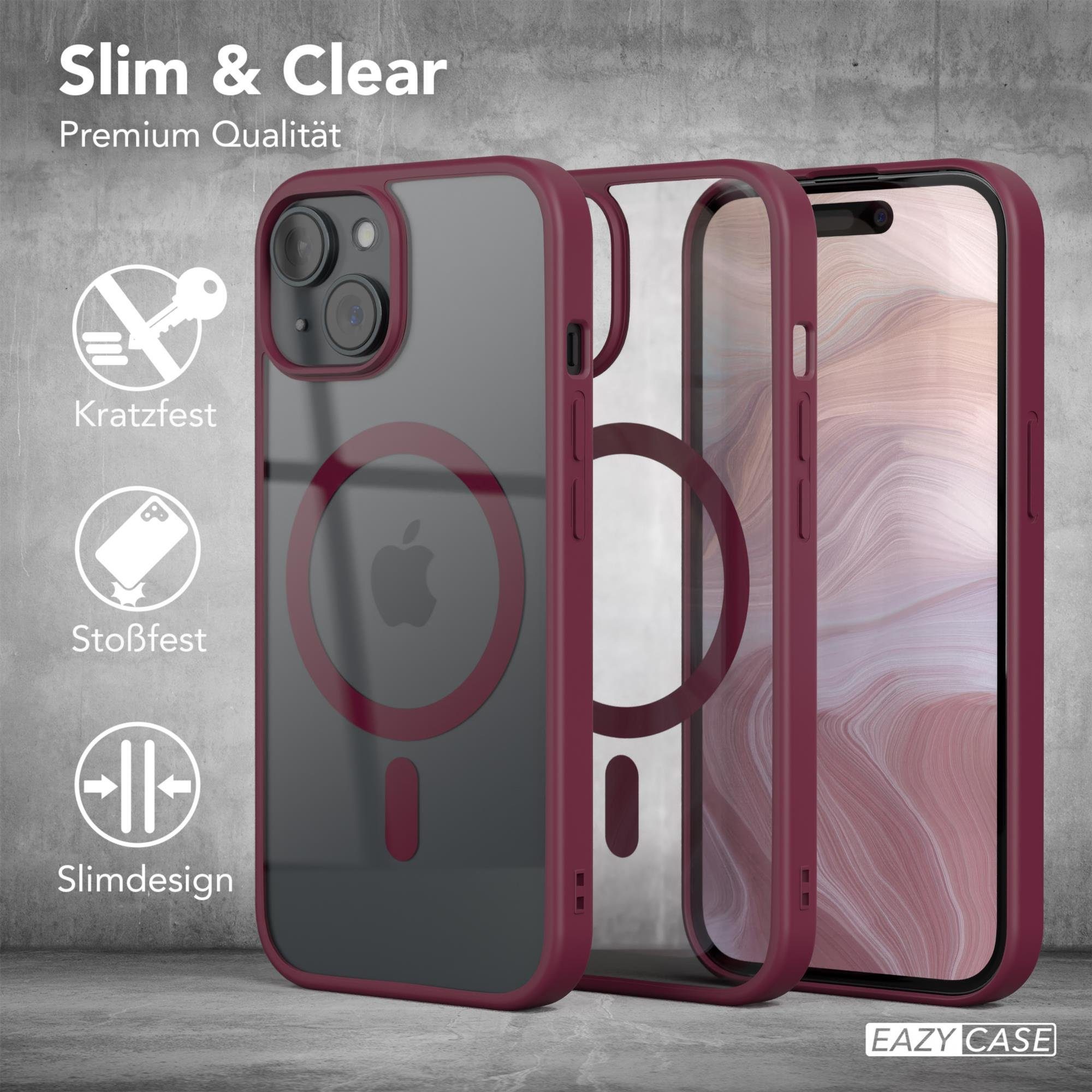 EAZY CASE Handyhülle Transparente Hülle mit MagSafe für iPhone 15 6,1 Zoll, Back Cover Slimcover mit Displayschutz, Magsafefunktion, Bumper, Beere – Bild 5 von 5