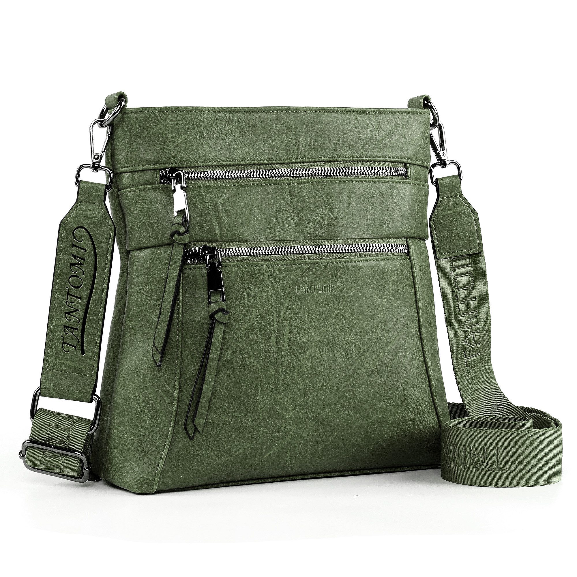 TANTOMI Schultertasche Damen Umhängetasche mit Mehreren Fächern und RFID-Schutz (Crossbody Bag aus PU-Leder mit verstellbarem Schultergurt), Ideal für Alltag, Reisen, Arbeit, Shopping und Spaziergänge