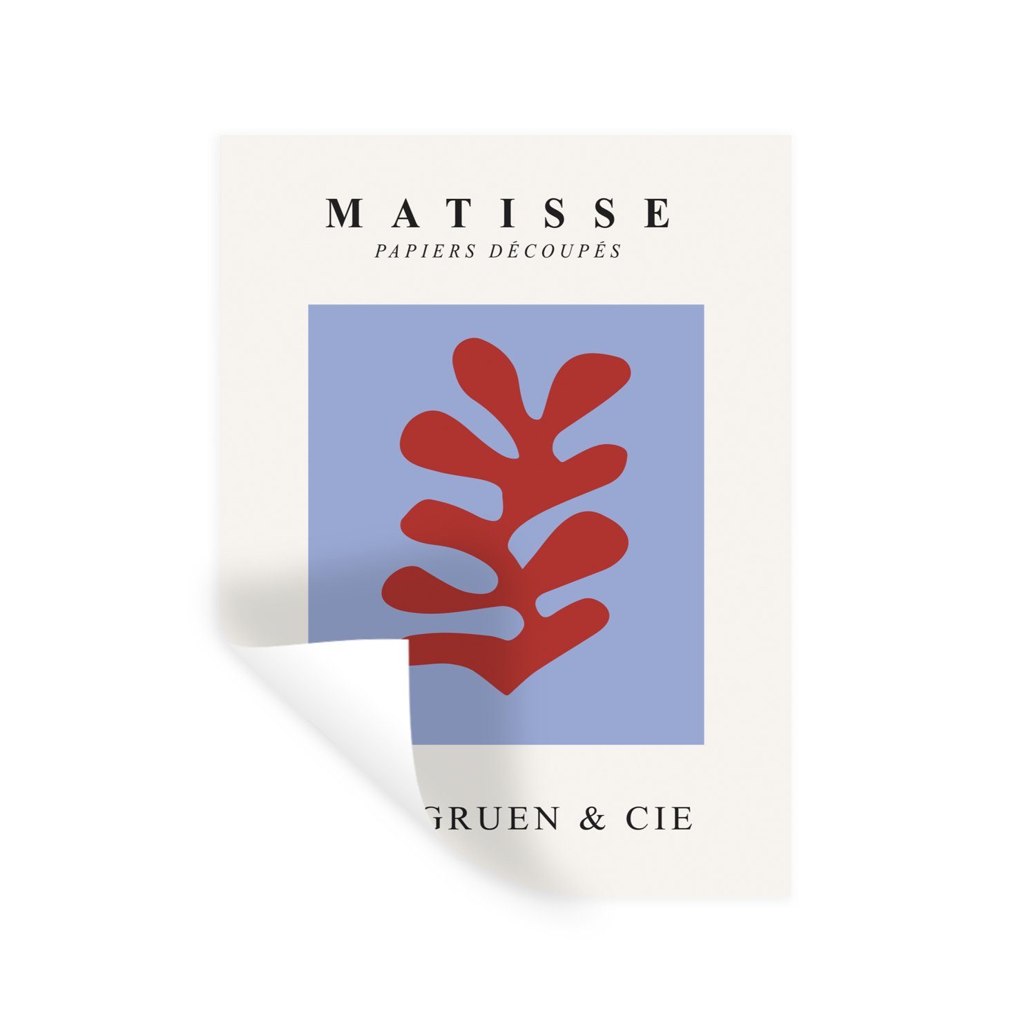 MuchoWow Wandsticker Matisse - Blatt - Rot - Blau - Abstrakt (1 St), Wandaufkleber, Wandtattoo, Selbstklebend, Wohnzimmer, Schlafzimmer