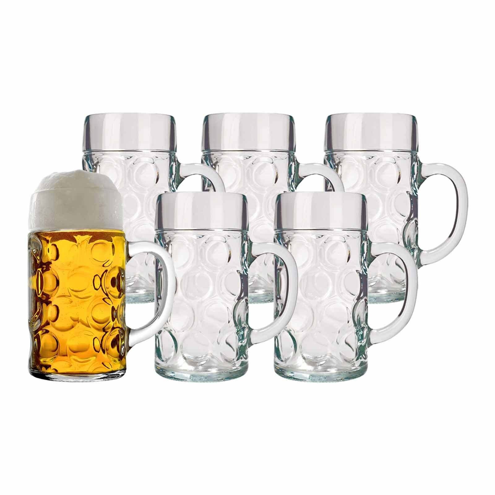 Stölzle Bierkrug Isar Maßkrüge 1000 ml 6er Set, 6-tlg., Glas