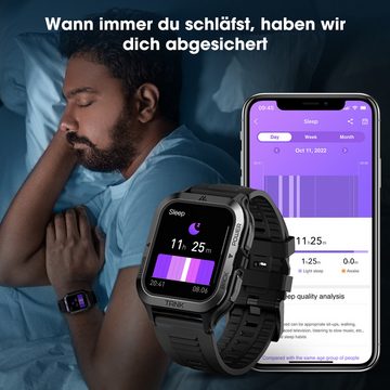 KOSPET Robuste Militär-Smartwatch für Android und iOS, 50 Meter wasserdicht Smartwatch (4,7 cm/1,85 Zoll), großer Akku mit 60 Tagen Standby, Bluetooth-Anrufe, für Herren