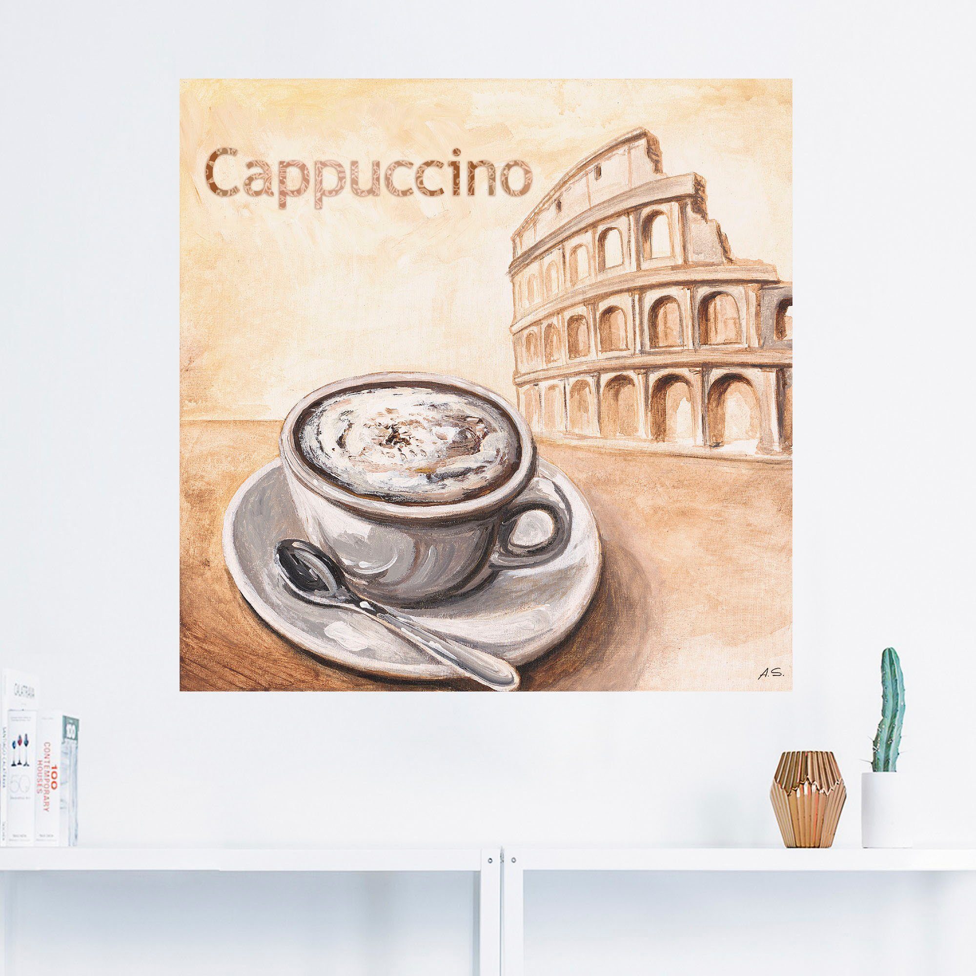 Artland Wandbild »Cappuccino in Rom«, Kaffee Bilder (1 Stück), in vielen Größen & Produktarten - Alubild / Outdoorbild für den Außenbereich, Leinwandbild, Poster, Wandaufkleber / Wandtattoo auch für Badezimmer geeignet-HomeTrends