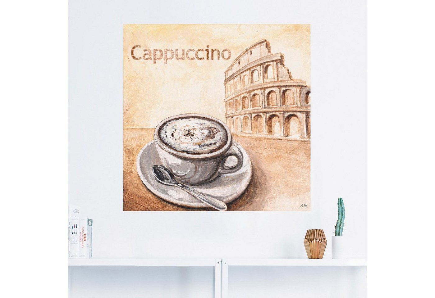 Artland Wandbild »Cappuccino in Rom«, Kaffee Bilder (1 Stück), in vielen Größen & Produktarten - Alubild / Outdoorbild für den Außenbereich, Leinwandbild, Poster, Wandaufkleber / Wandtattoo auch für Badezimmer geeignet-HomeTrends