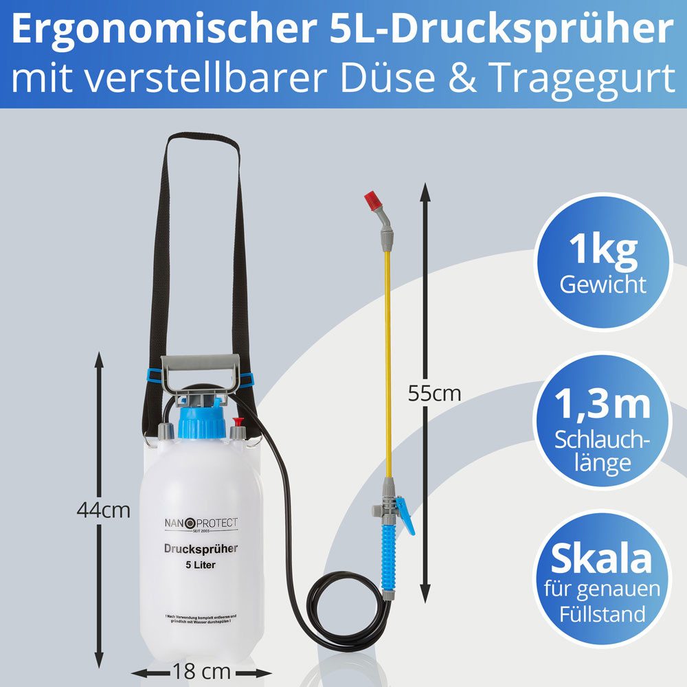Nanoprotect Drucksprühgerät Drucksprüher - 5 Liter - Gartenspritze