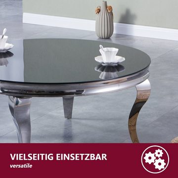 HOOZ Tischplatte aus Glas Ø 80 x 0,6 cm oder als Funkenschutzplatte für den Kamin (Marmorschwarz, 1 St., ESG-Sicherheitsglas), mit hochwertigem Facettenschliff