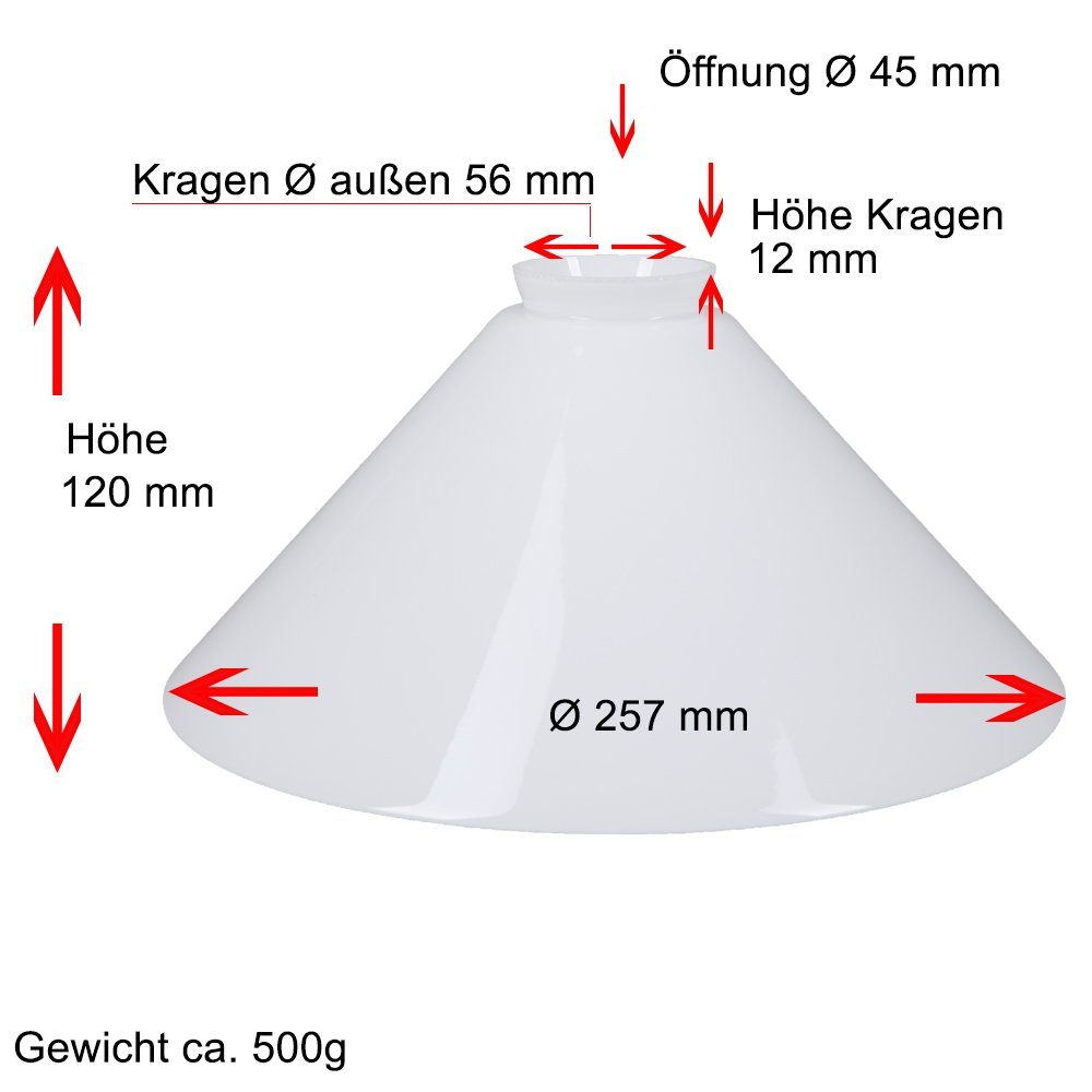 Home4Living Lampenschirm Schusterschirm Opal Weiß Ø 257mm Lampenglas E27 Ersatzglas, Dekorativ