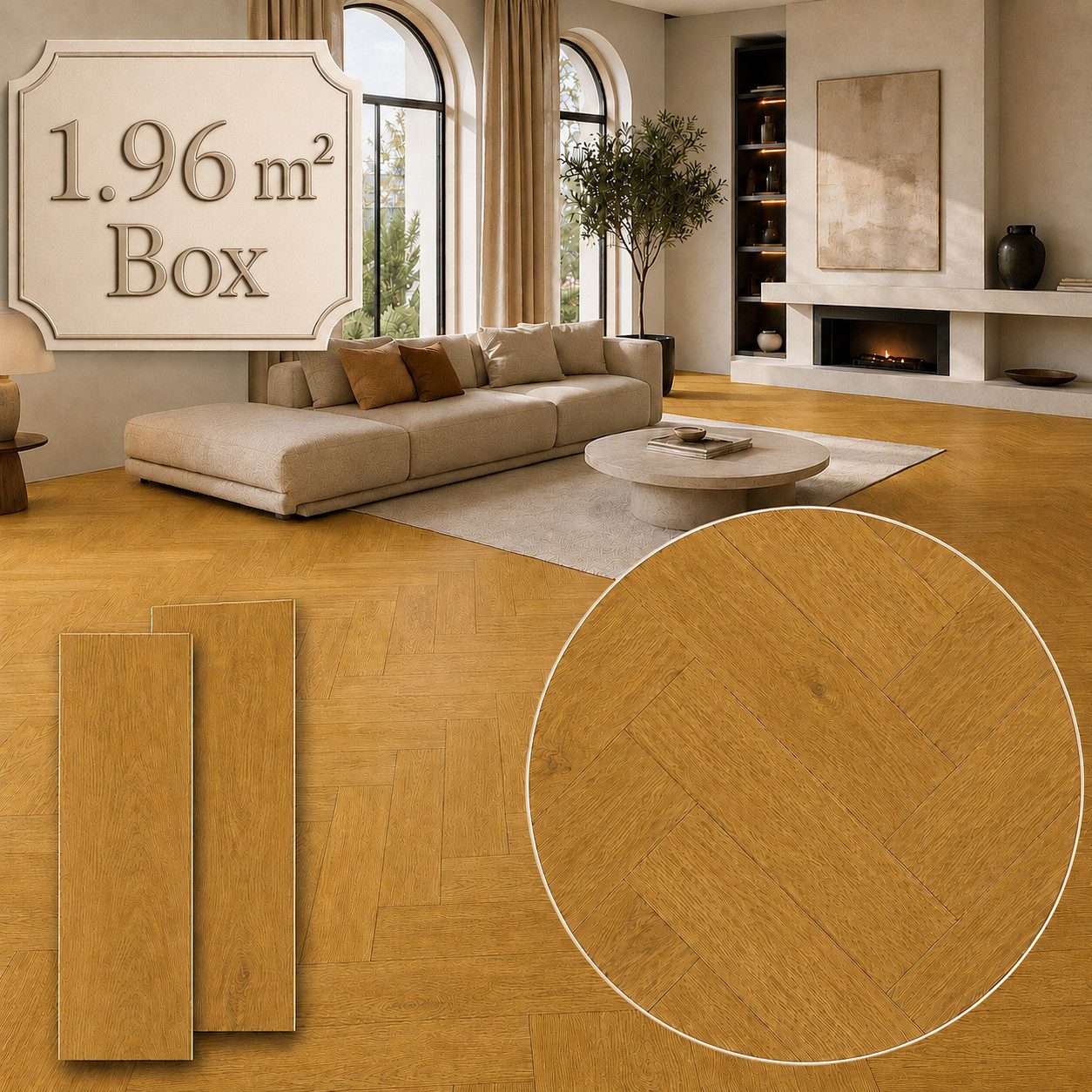Berti Graf Designboden SPC Fischgrät Klick-Vinylboden 5,5 mm, Paket mit 24 Dielen, 12 x A und 12 x B, wasserfest, pflegeleicht, kleberfrei, Fischgrät-Design, formstabil