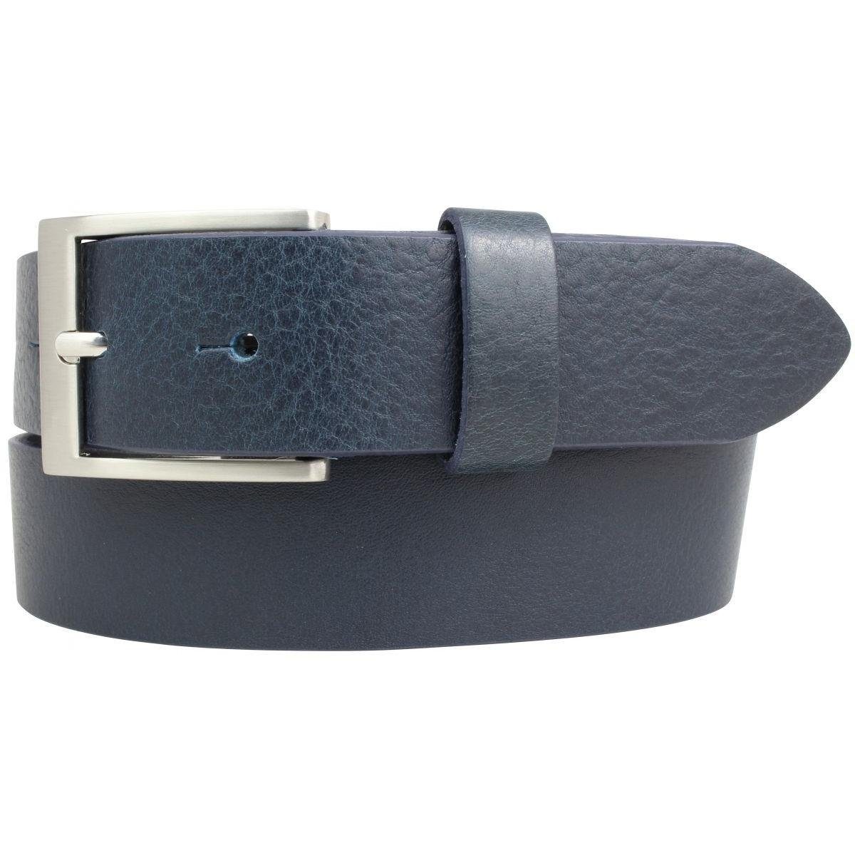 BELTINGER Ledergürtel Gürtel aus Vollrindleder 3,5 cm - Jeans-Gürtel für Damen Herren 35mm - Marine, Silber