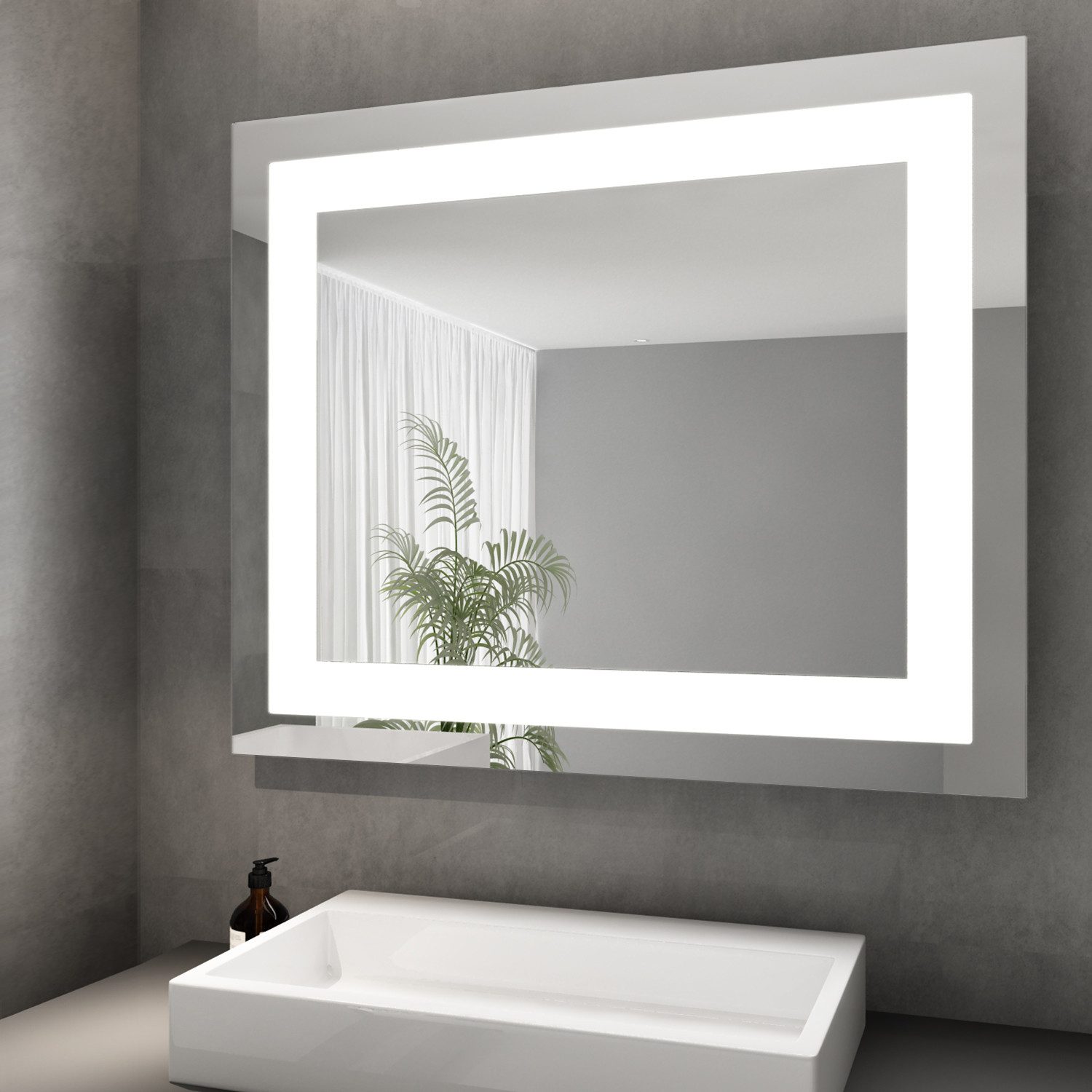 Badspiegel Badezimmerspiegel, Lichtspiegel mit Beleuchtung, 60×50 cm