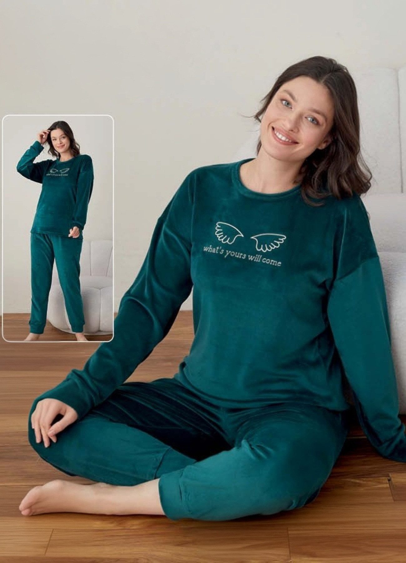 fashionshowcase Schlafanzug Damen Hausanzug aus Samt günstig online kaufen