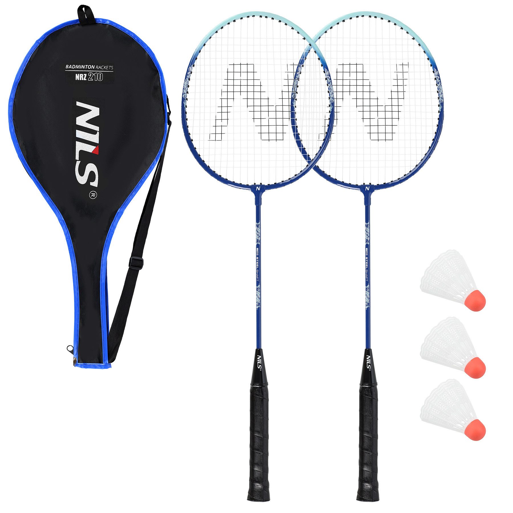 Nils Badmintonschläger Badmintonset 2 Ракетки blau + 3 Federbälle