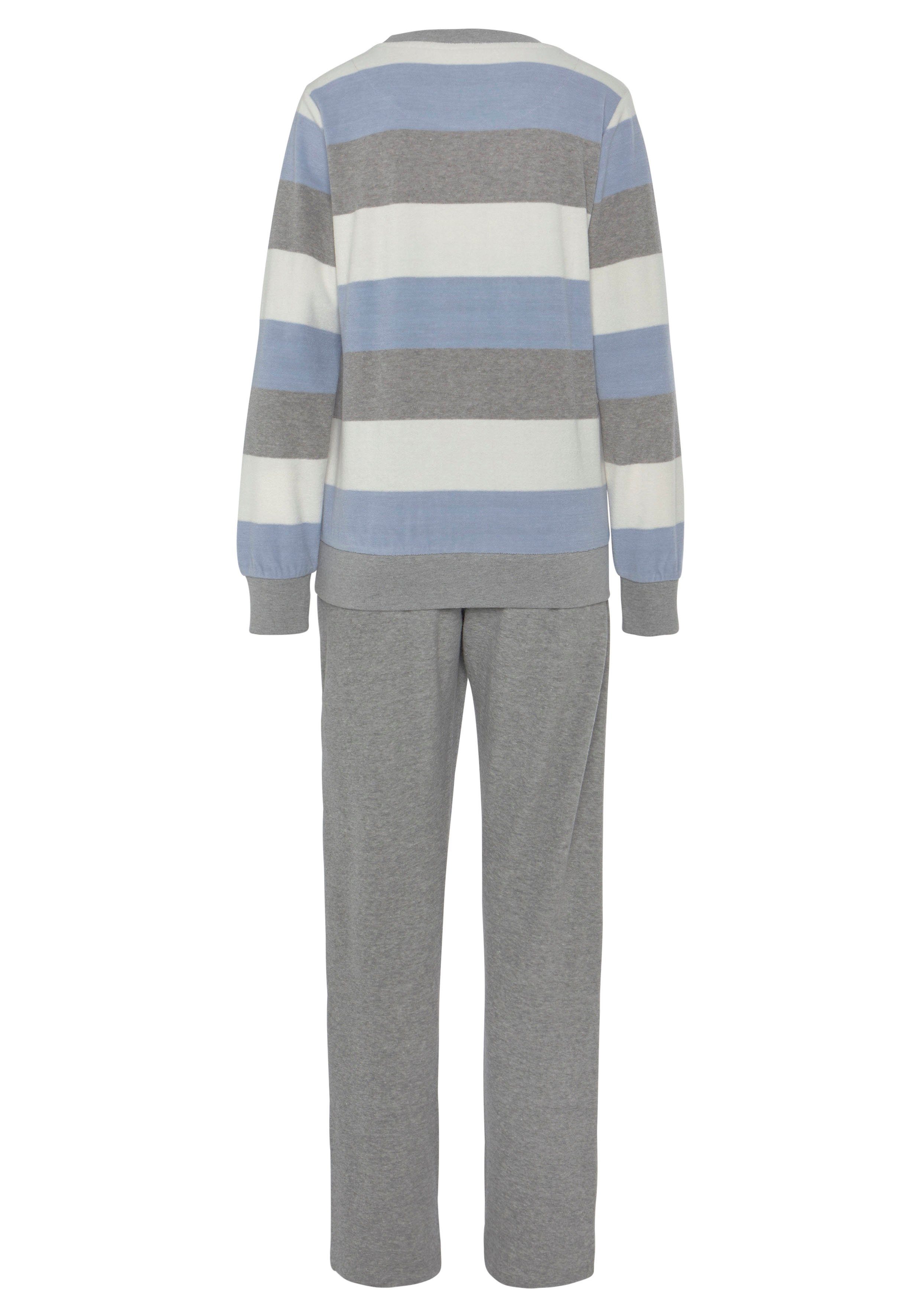 Vivance Dreams by Lascana Pyjama (Set, 2 tlg) aus weichem Frottée und mit Colorblock Streifen