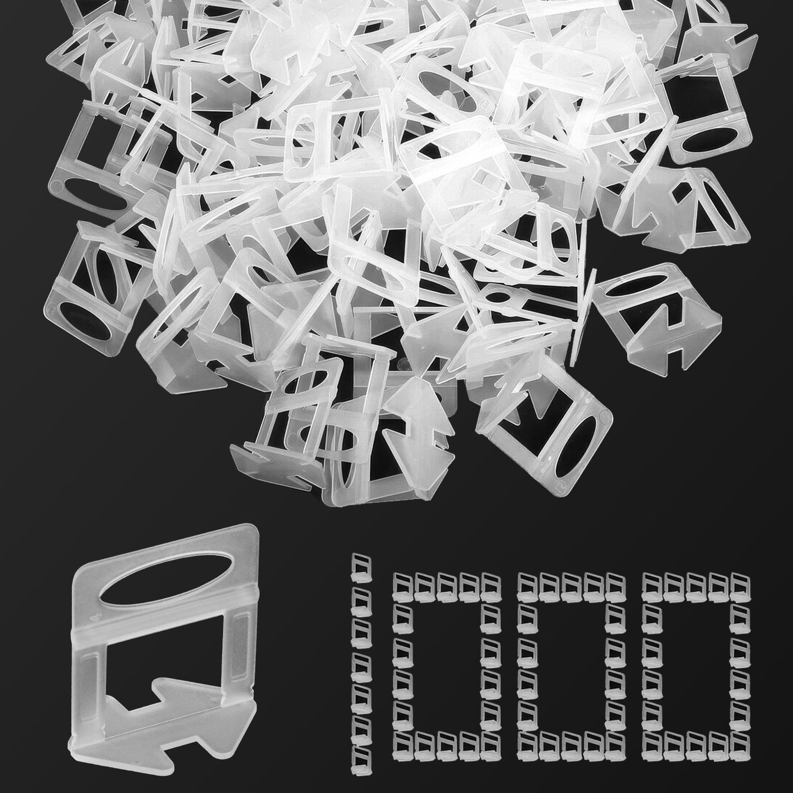 BlingBin Abstandshalter 1000 Stück Nivellierzuglaschen für Fliesen, Fugenbreite 1,5 / 2 mm (1000er Set, 1000-St., Fliesenabstand: 1.5 mm, Fliesenstärke: 3 mm bis 15 mm) passend für Fliesenhöhen von 3 – 15 mm zur gleichmäßigen Verlegung