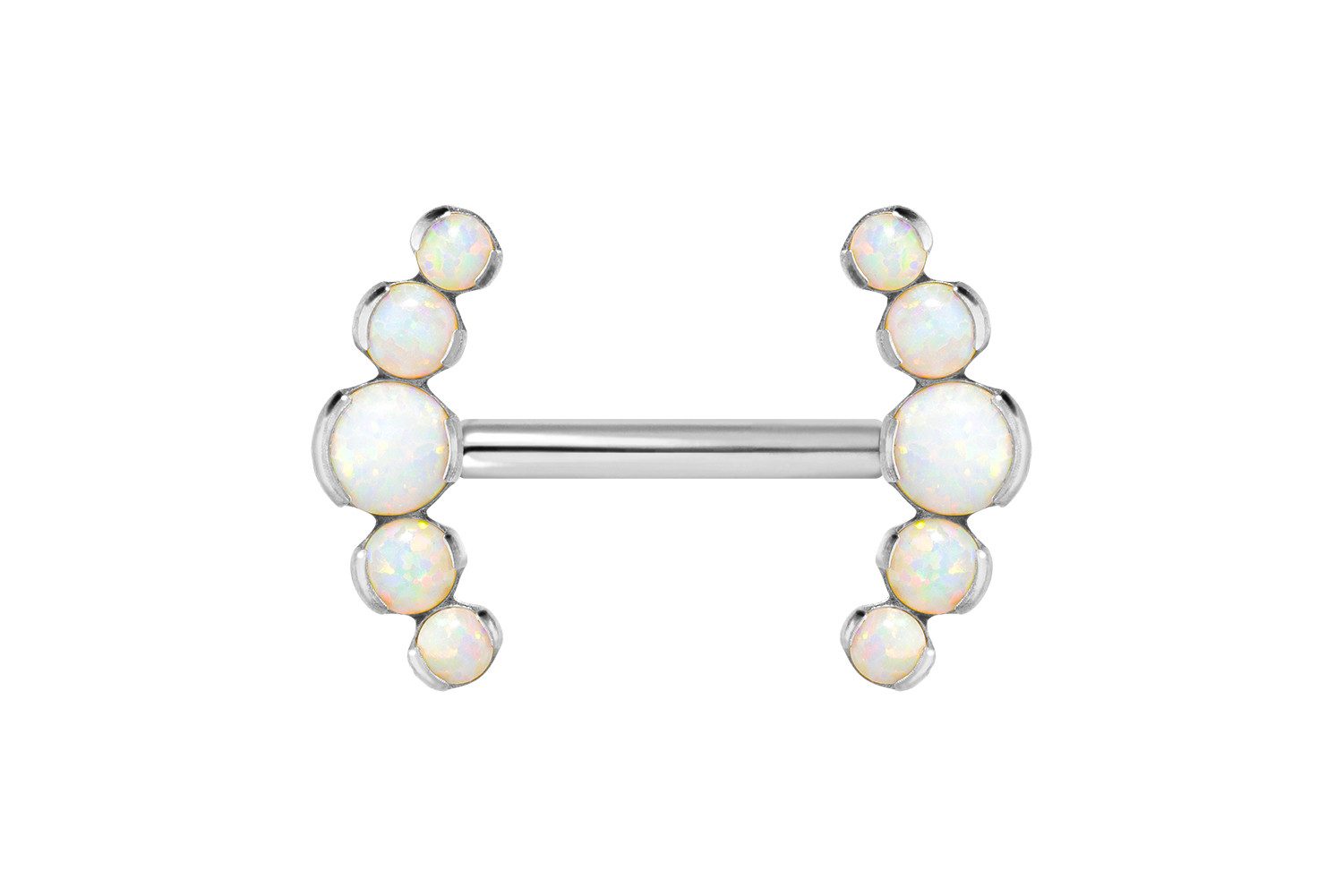 Brustwarzenpiercing Titan Barbell mit Push Fit 5 SYNTHETISCHE OPALE