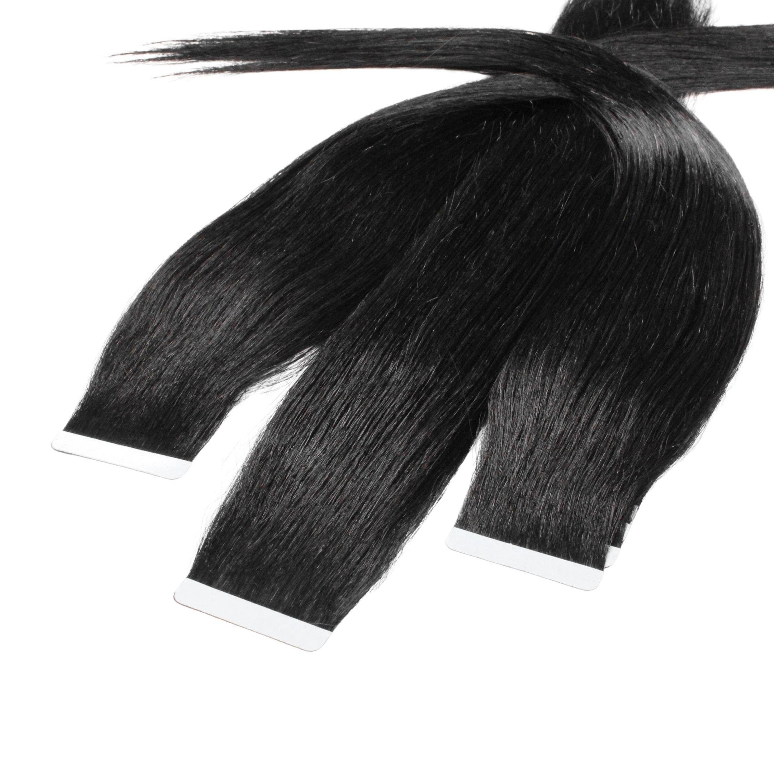 hair2heart Echthaar-Extension Tape Extensions glatt #2/0 Schwarz 60cm