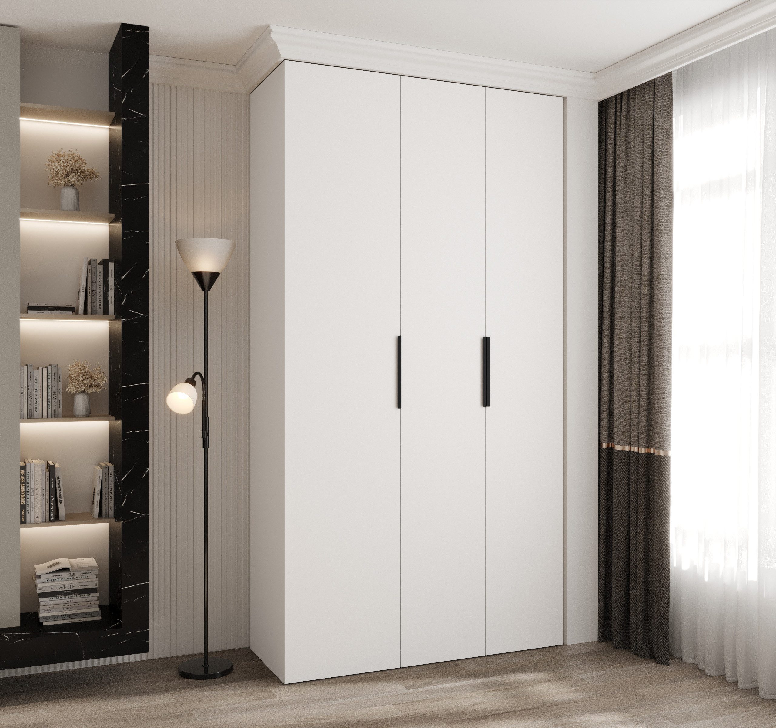 ABIKS MÖBEL Drehtürenschrank COMO 4 Schlafzimmerschrank mit Kleiderstange und Regalen