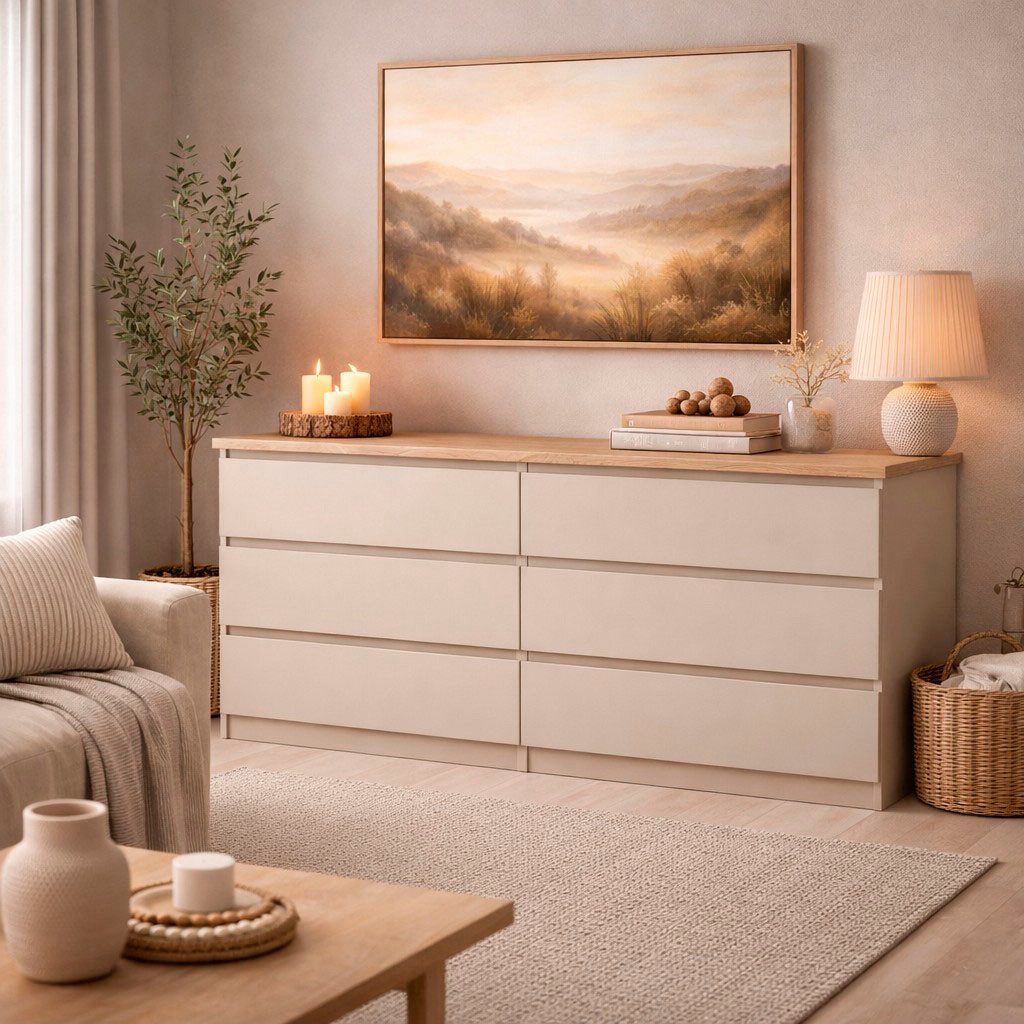 INOSIGN Kommode Naia, Aufbewahrung, 6 Schubladen, grifflose Front, viel Stauraum, Modern, skandinavisches Design, in mehrere Farben, Metallgleiter