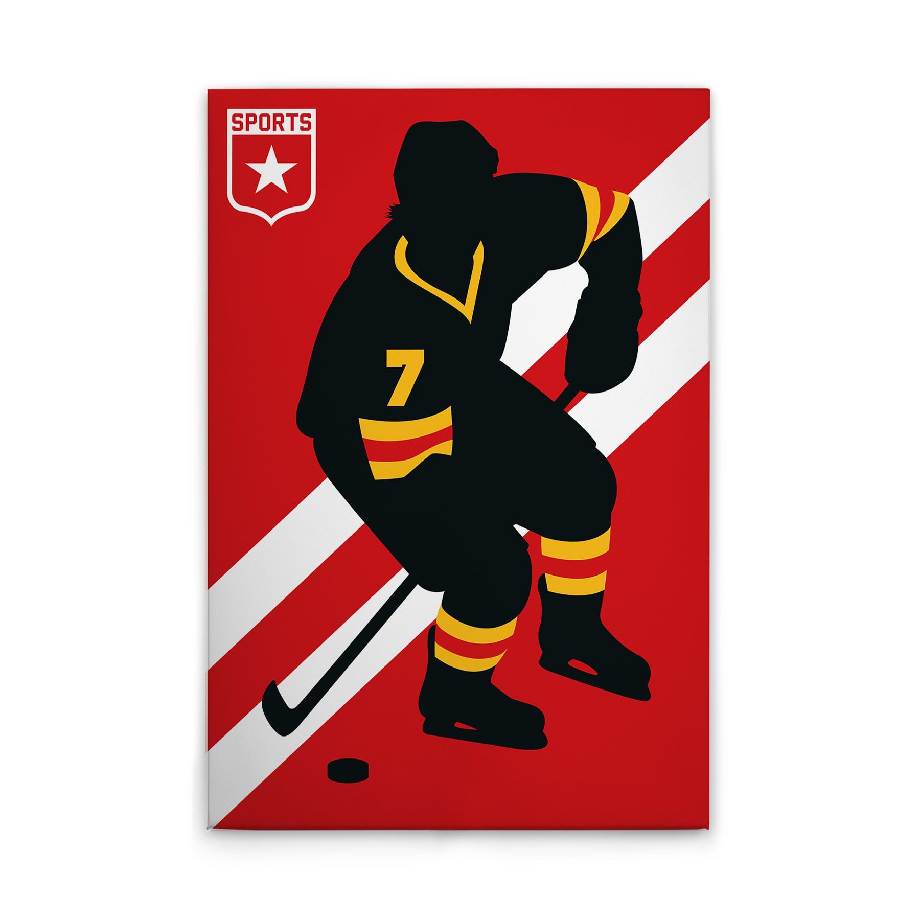 Tadessi Leinwandbild Leinwandbild Retro Ice Hockey Spieler M1-No.50874, Keilrahmen in Rot, Sport