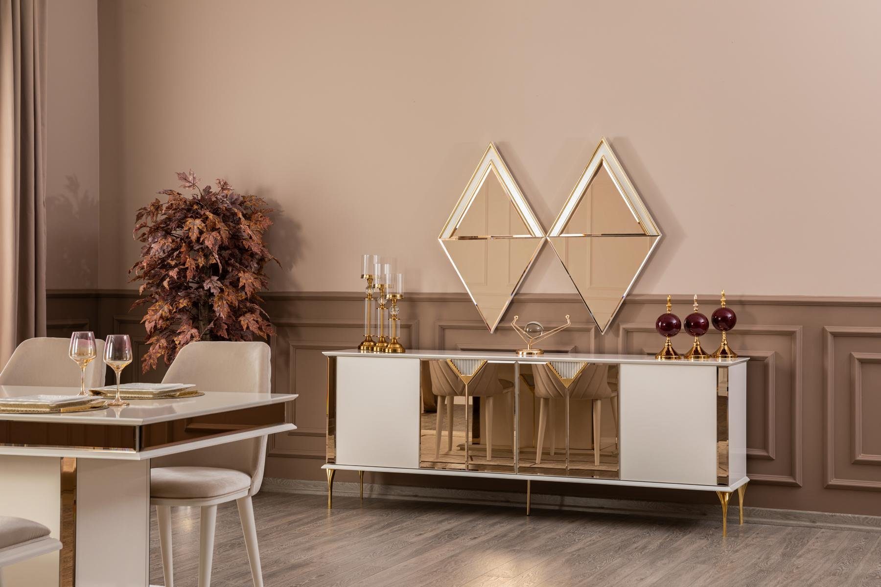 JVmoebel Anrichte Modern Anrichte mit Spiegel Holz Möbel Luxus Stil (Anrichte mit Spiegel, Ohne Stuhl), Made in Europe