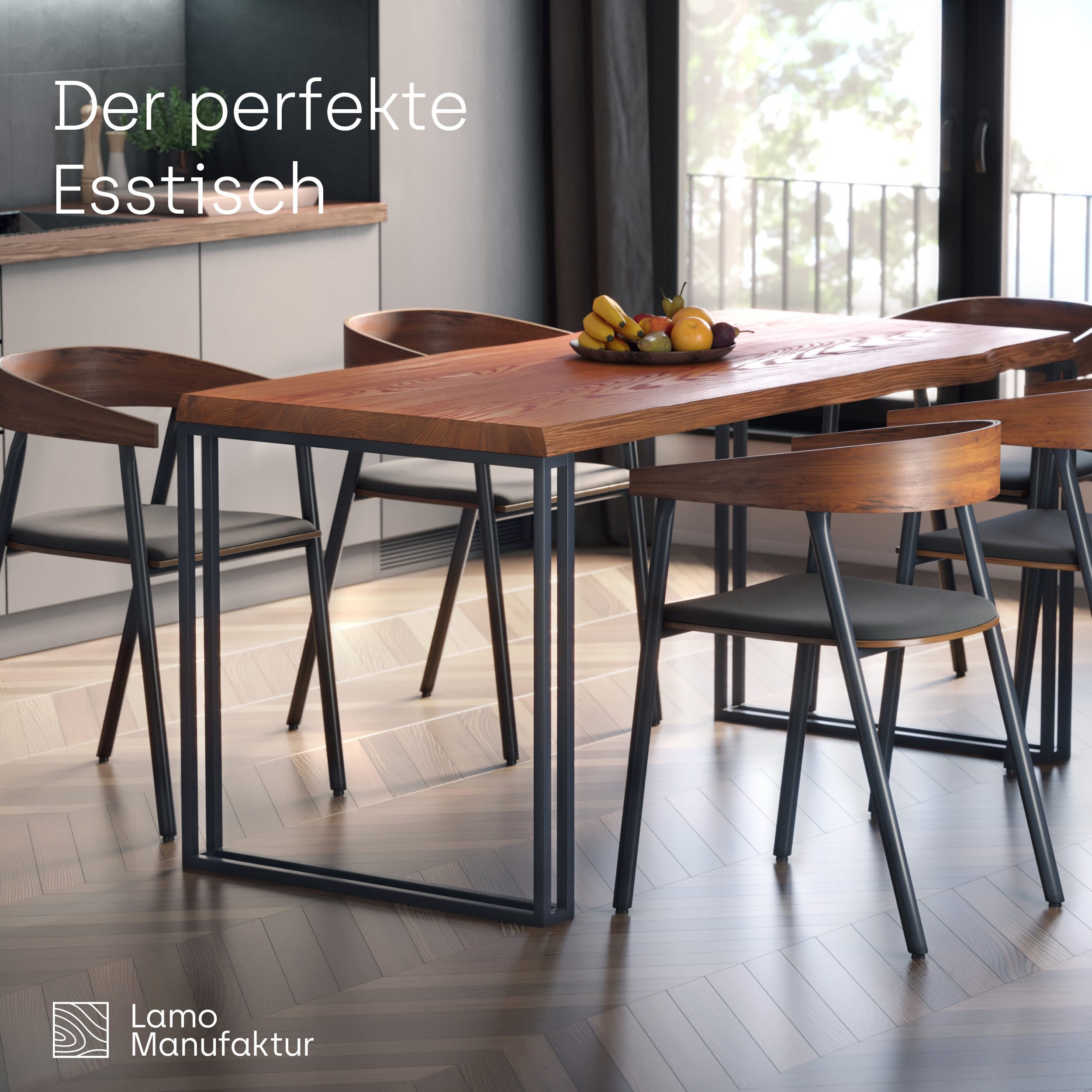 LAMO Manufaktur Baumkantentisch Frame Esstisch Massivholz günstig online kaufen
