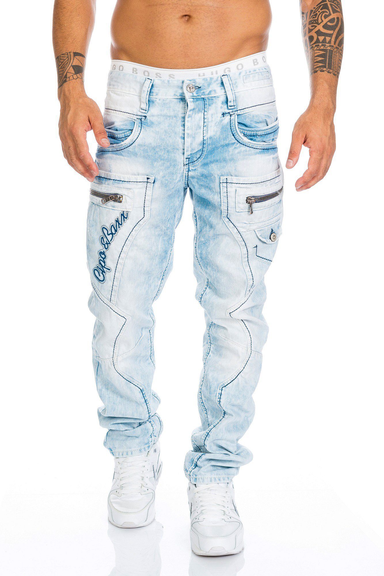 Cipo & Baxx Regular-fit-Jeans Herren Jeans BJ272 Hose mit stylischem  Nahtdesign