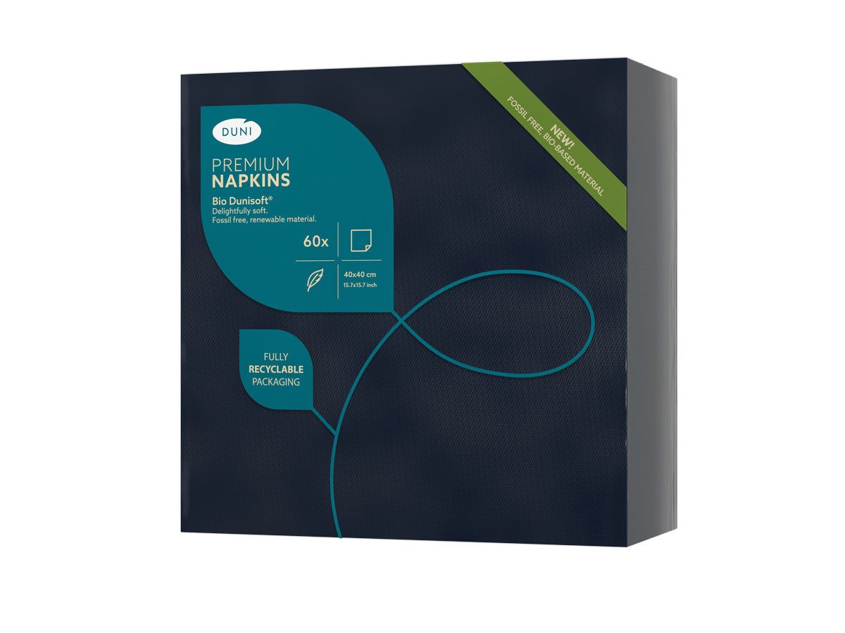 Duni Stoffserviette Duni Bio-Dunisoft 60er Pack Servietten Schwarz 40x40 cm, 1/4 Falz