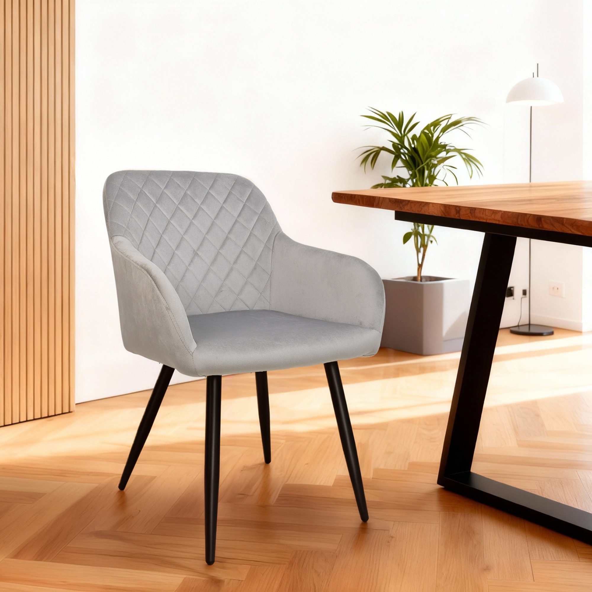 Albatros International Esszimmerstuhl Esszimmer Stühle 2 er Set SALO, Stuhl Stühle Esszimmerstühle, Küche (2er Set, Grau, Samt Bezug), Küchenstuhl Küchenstühle  – Bild 2 von 5