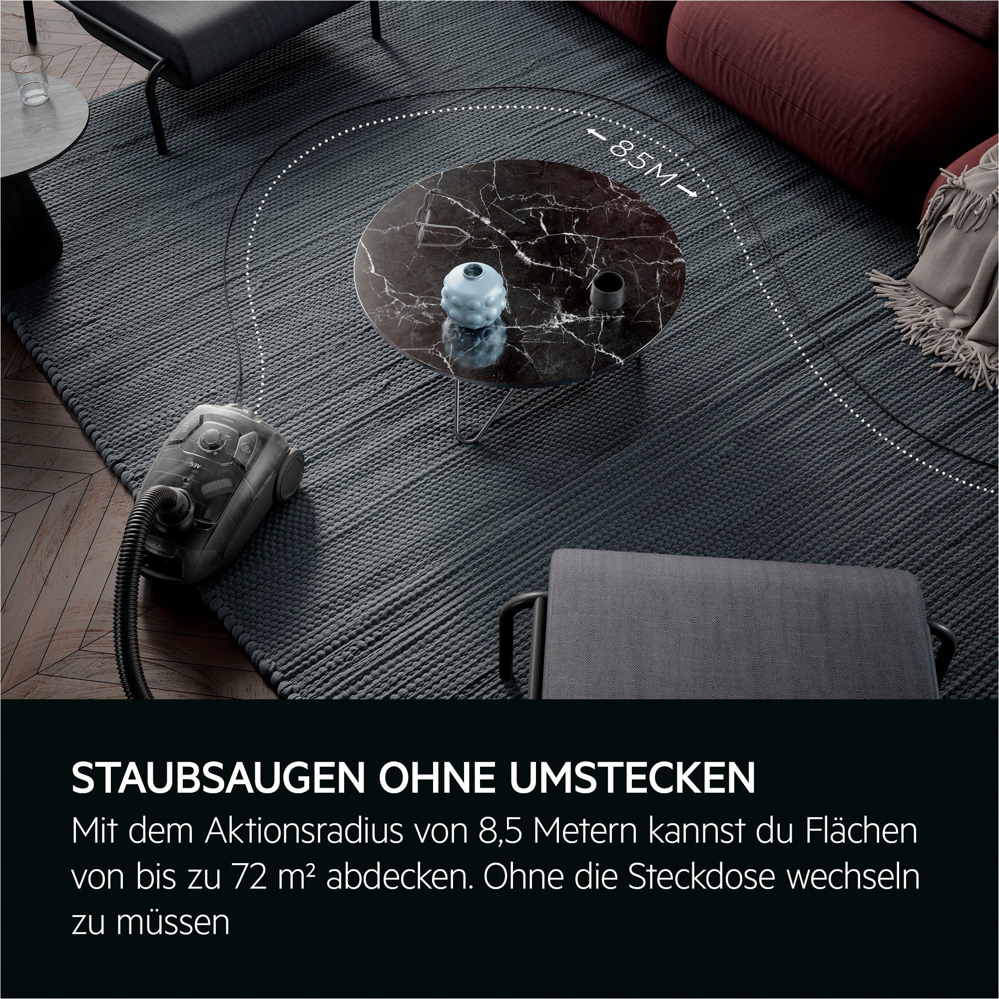 AEG Bodenstaubsauger CLEAN 5000, hohe Saugleistung, AllFloor-Bodendüse, 750 W, mit Beutel, AB51C1DB, aus 37 % Recyclingkunststoff, kompakte Größe