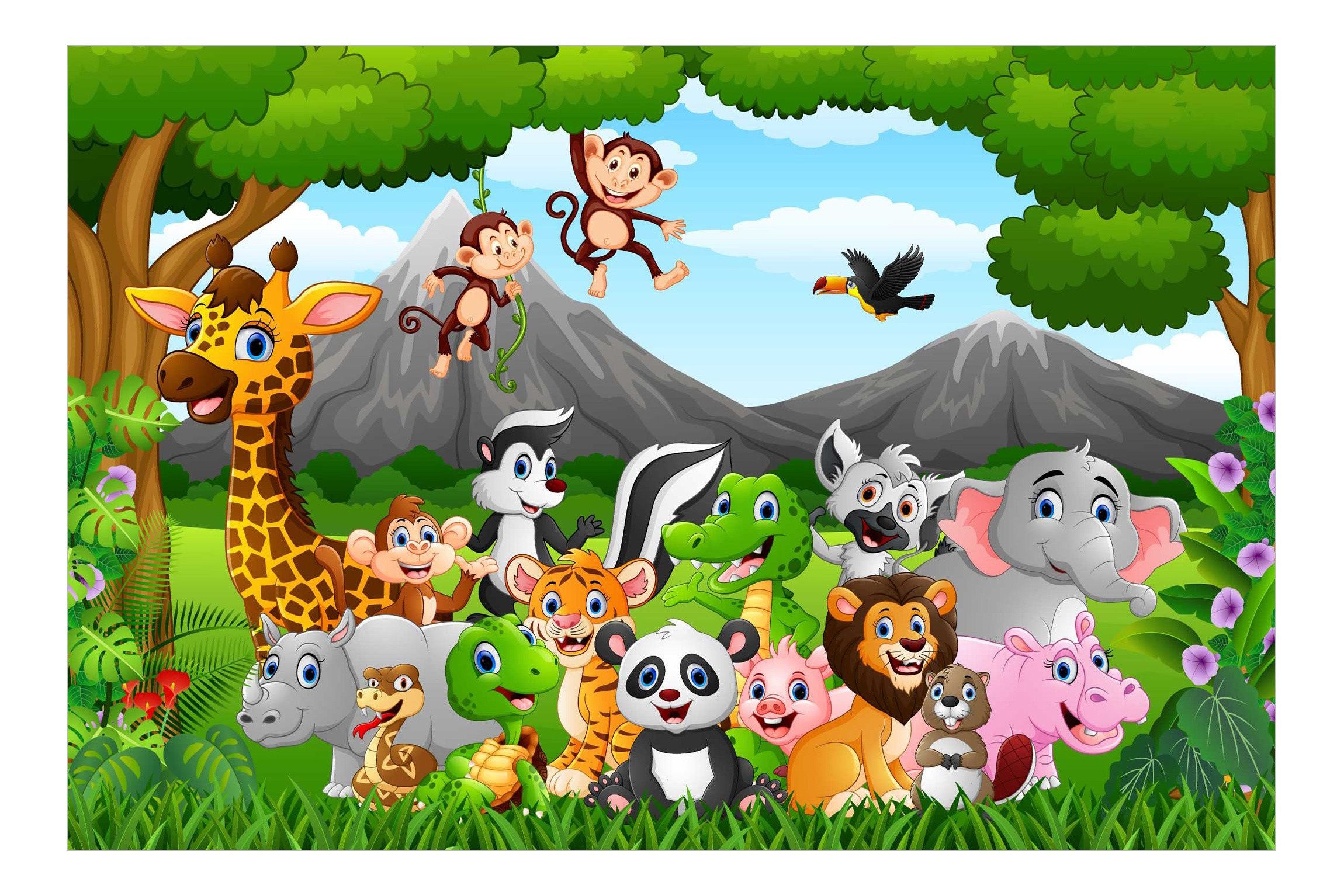 Bilderdepot24 Kindertapete Kinderzimmer Wilde Dschungeltiere Wanddeko Panda günstig online kaufen