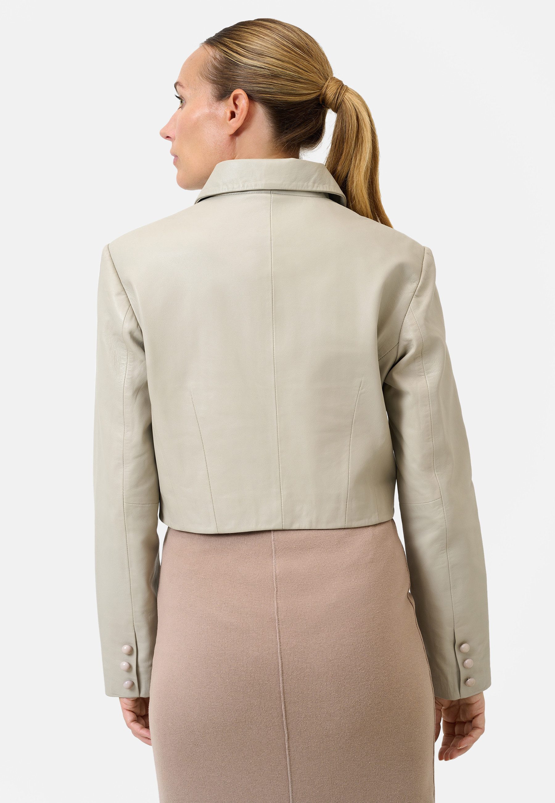 RICANO Bolerojacke Yolanda Lederjacke im Bolero-Stil mit Knopfleiste