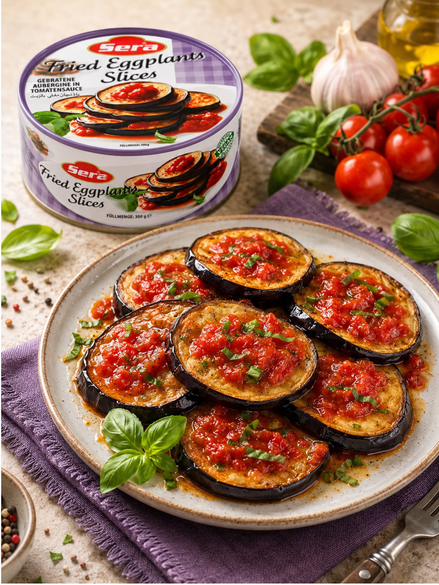 SERA FOOD Fertiggericht Gebratene Auberginenscheiben – mediterran & servierfertig, (Vegane Konserven), Spezialität, servierfertig, vegan/vegetarisch, hochwertig – Bild 4 von 4