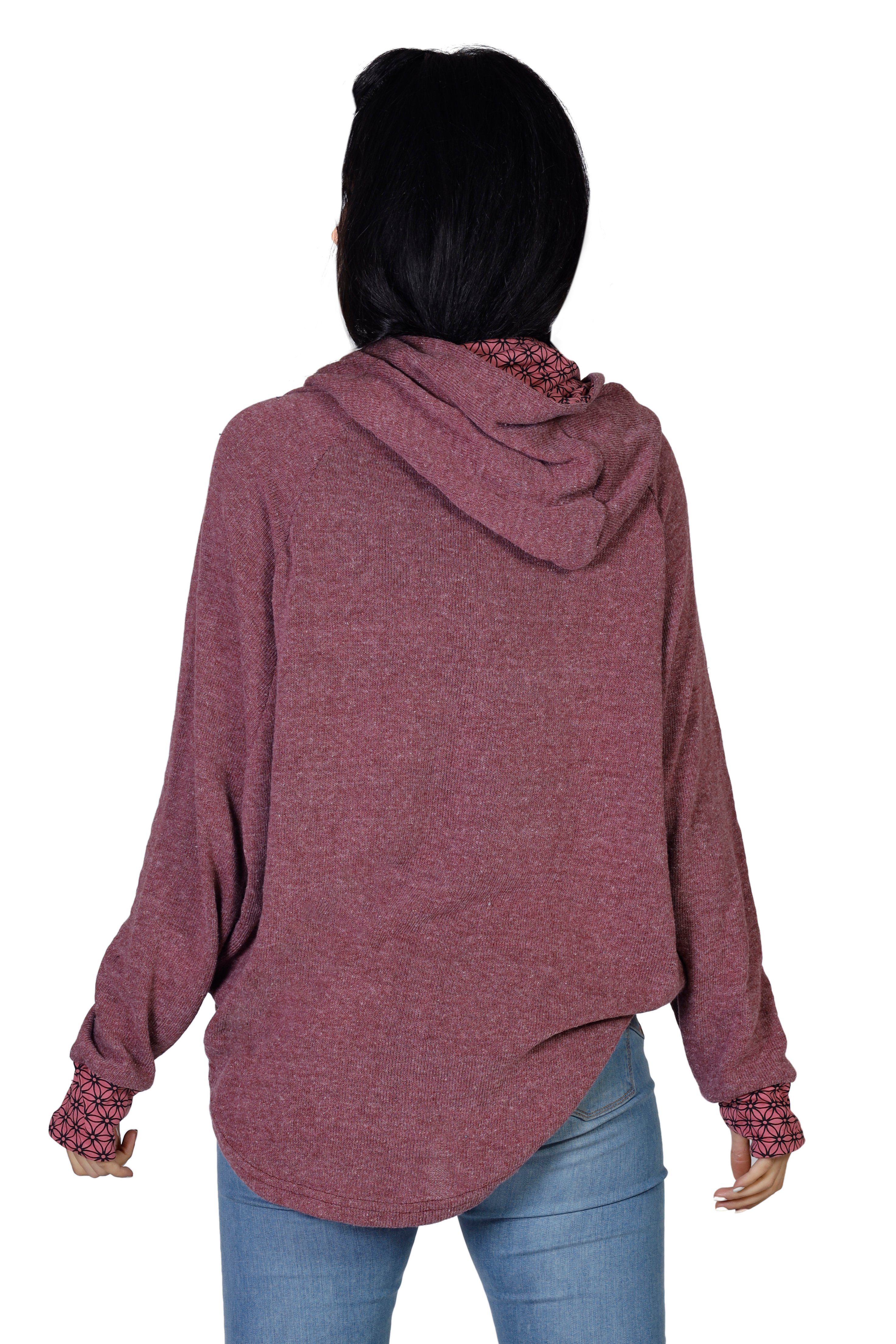 Guru-Shop Longsleeve Hoody, Sweatshirt, alternative Pullover, altrosa Bekleidung -.. Kapuzenpullover