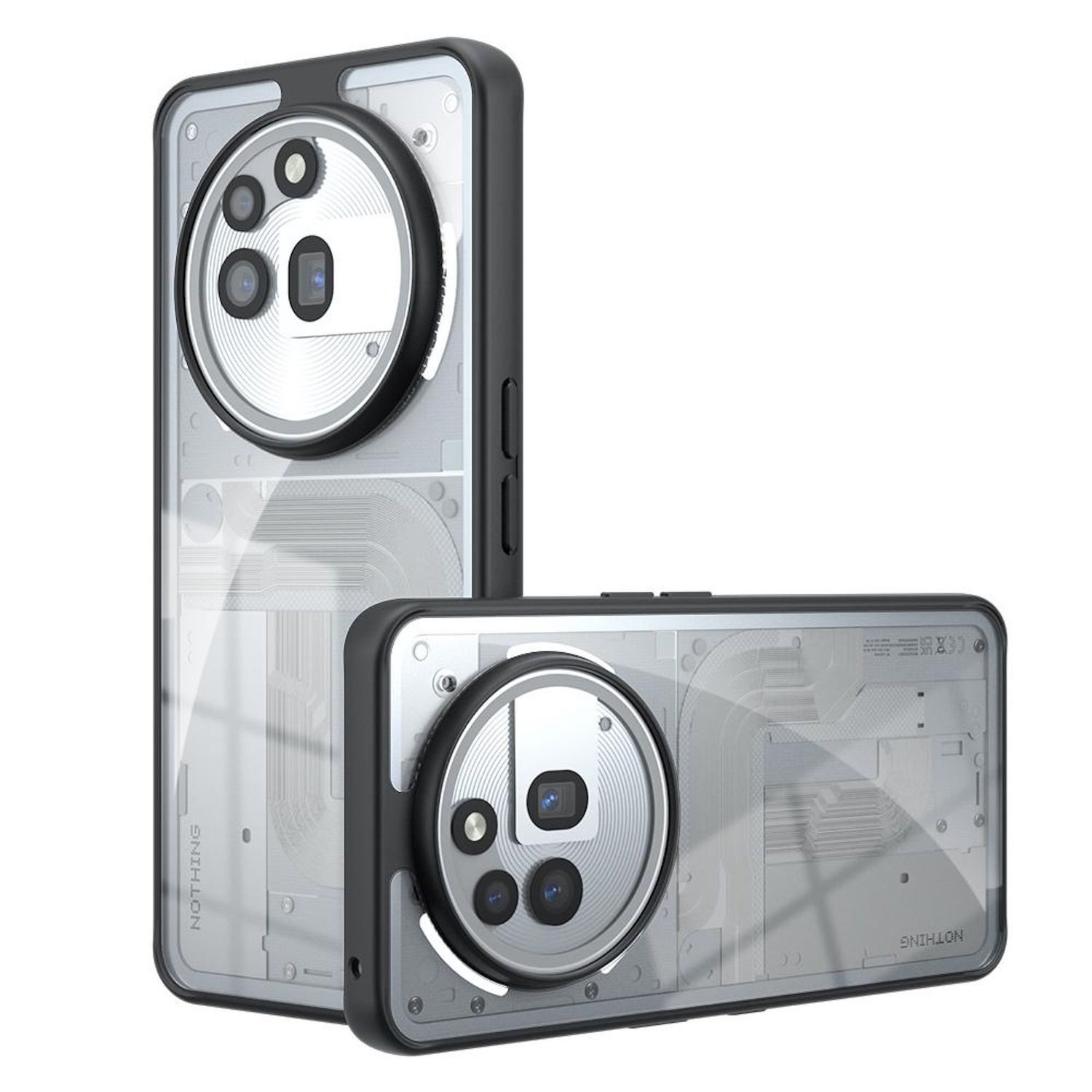 Wigento Handyhülle Für Nothing Phone 3a Pro Armor Design TPU PC Schutz Hülle Transparent, Stilvoll, robust, präzise Passform